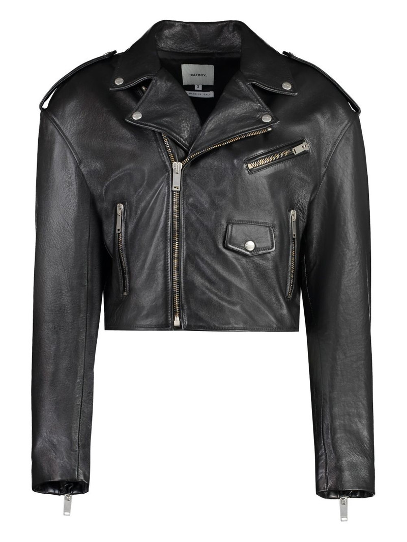 cropped biker leather jacket 1