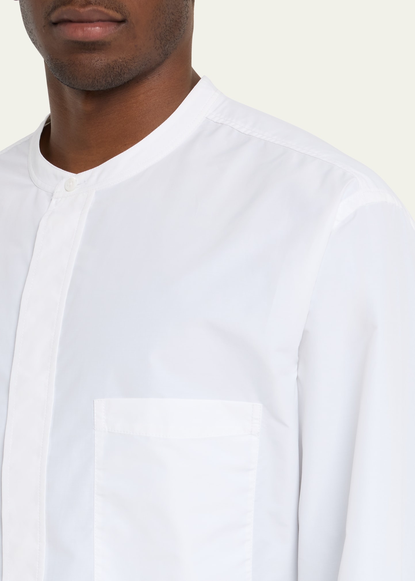Men's Band-Collar Relaxed Sport Shirt - 5