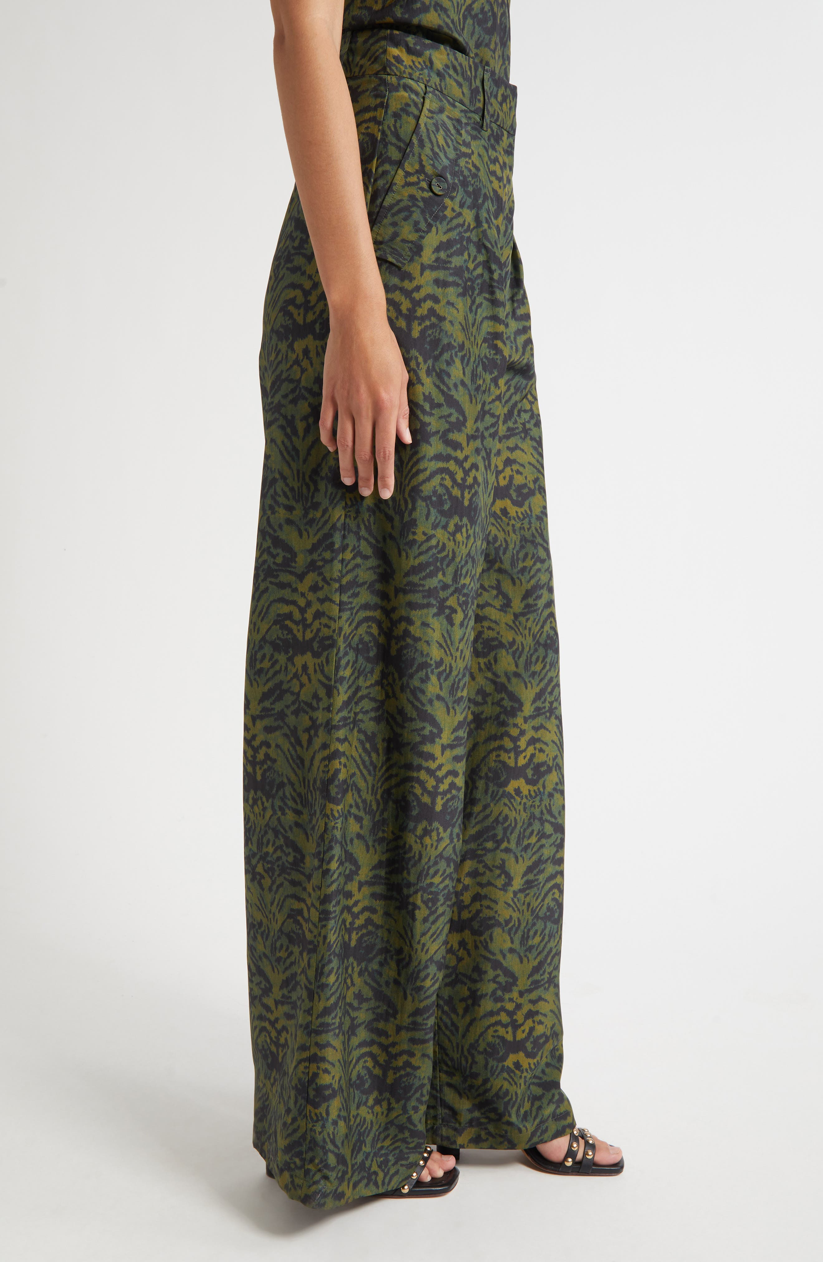 Ulla Johnson Charlie Print Wide Leg Pants in Desert Jasper at Nordstrom - 4