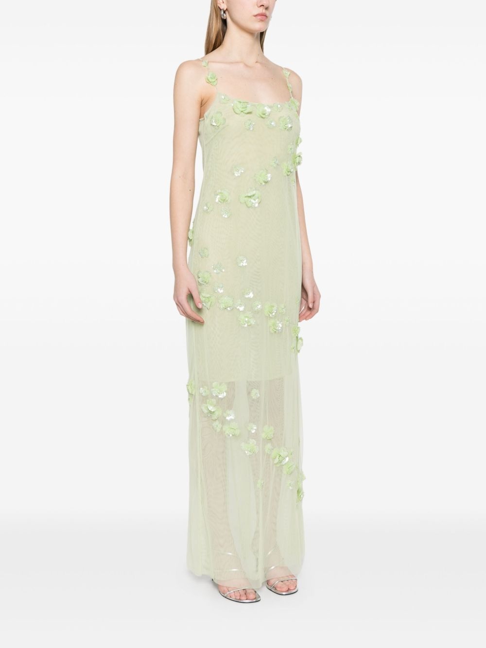 embroidered tulle maxi dress - 3