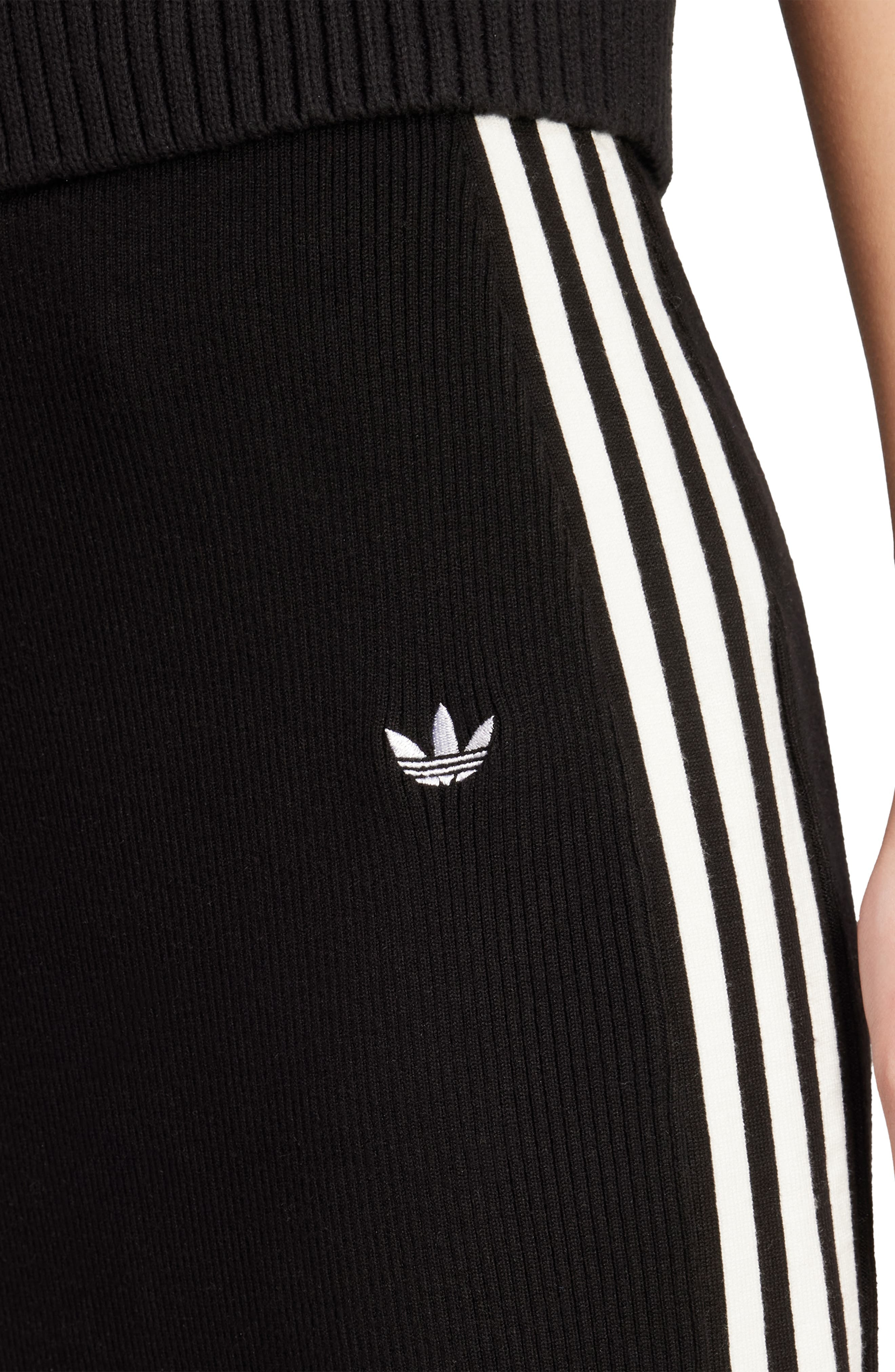 adidas 3-Stripes Knit Midi Skirt in Black at Nordstrom - 3