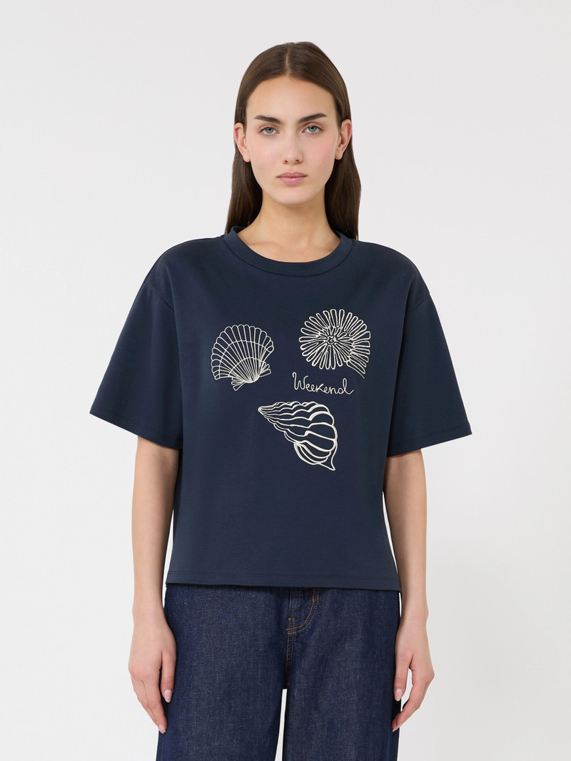 SABATO Printed cotton jersey T-shirt - NAVY 3