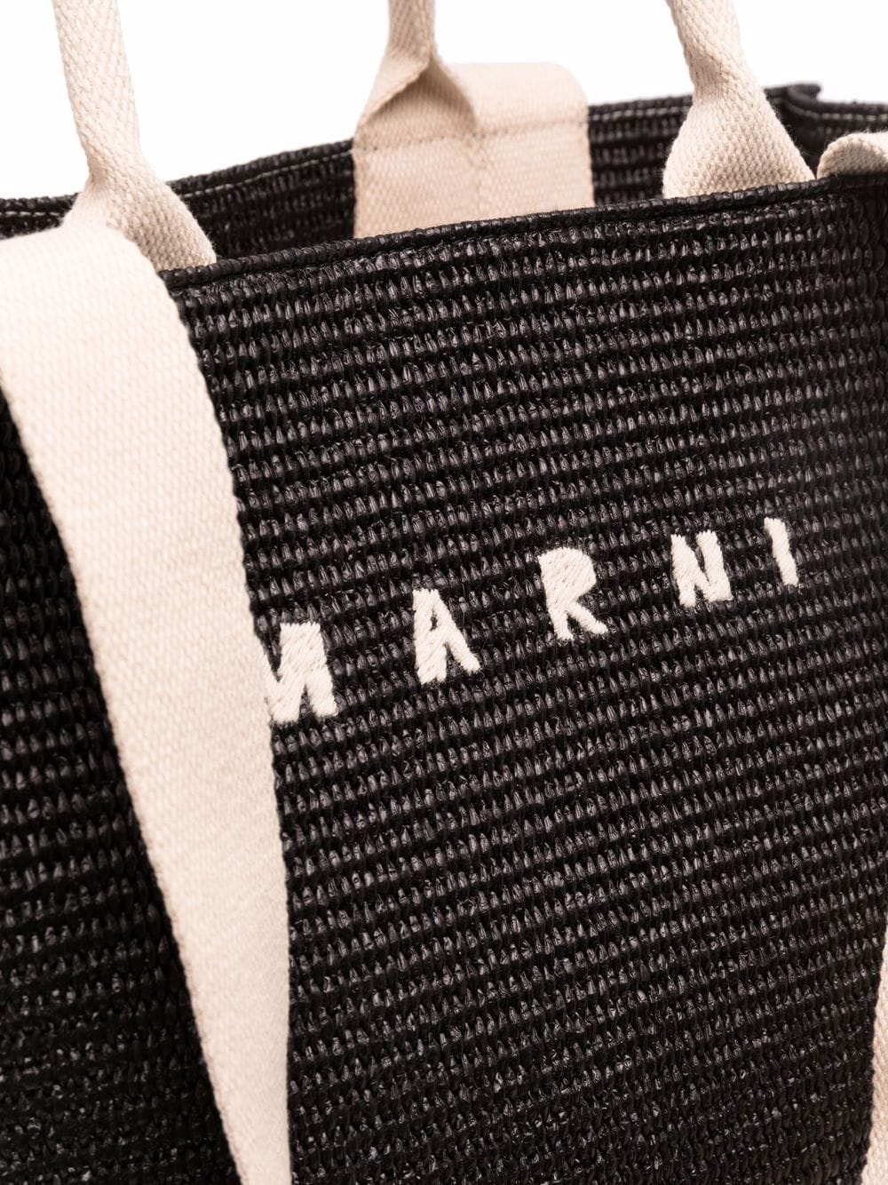 logo-embroidered raffia tote bag - 4