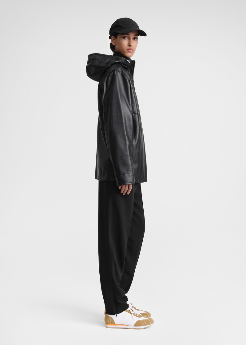 Half-zip leather anorak black 4
