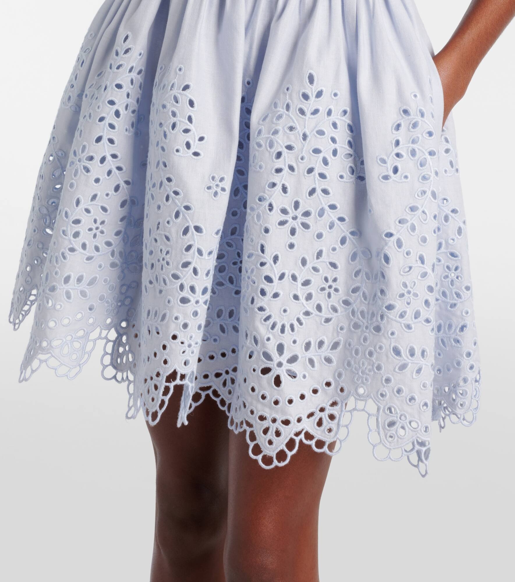 Embroidered bow-detail cutout minidress - 5