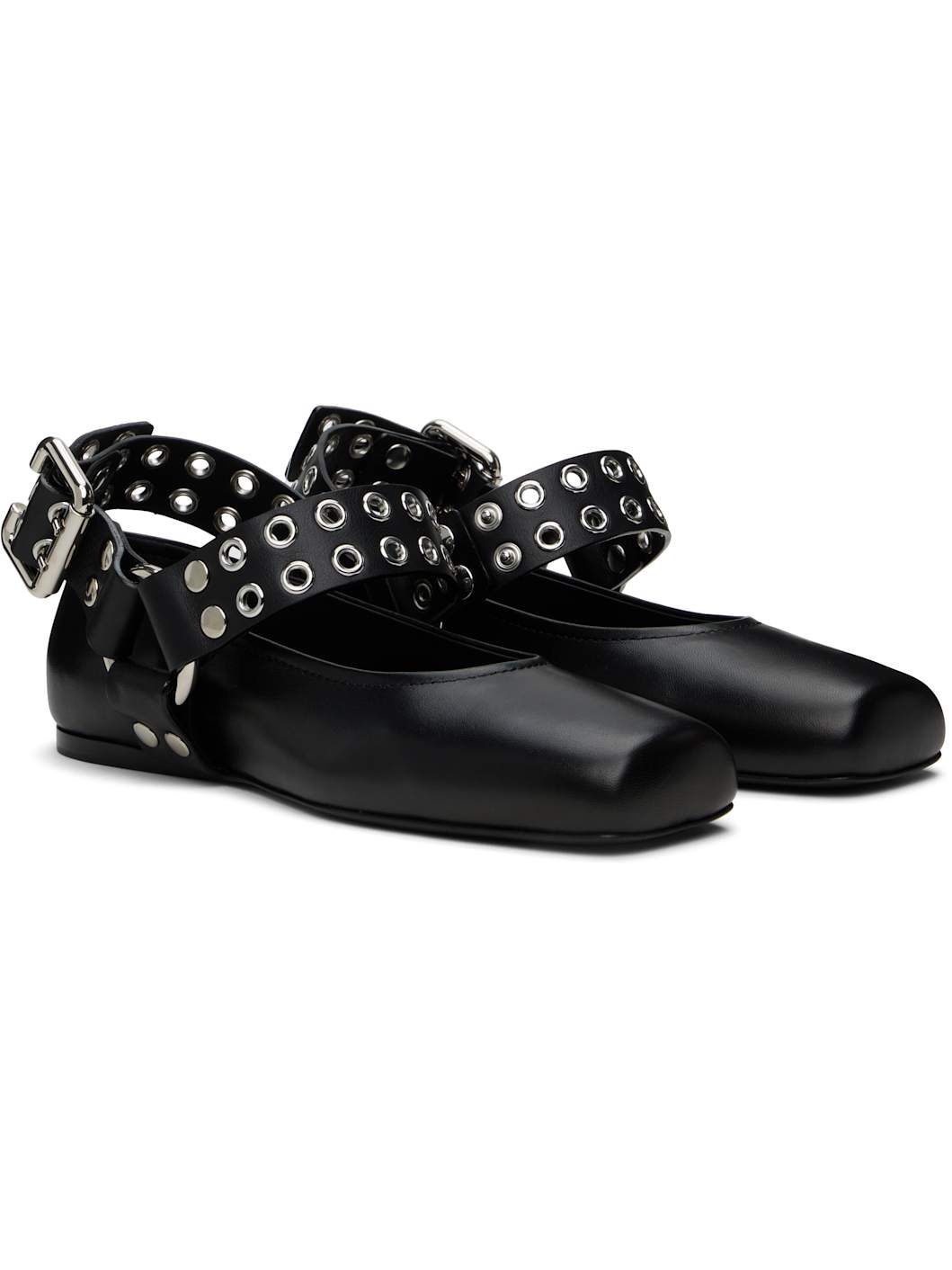 Black Biker Ballerina Flats - 4