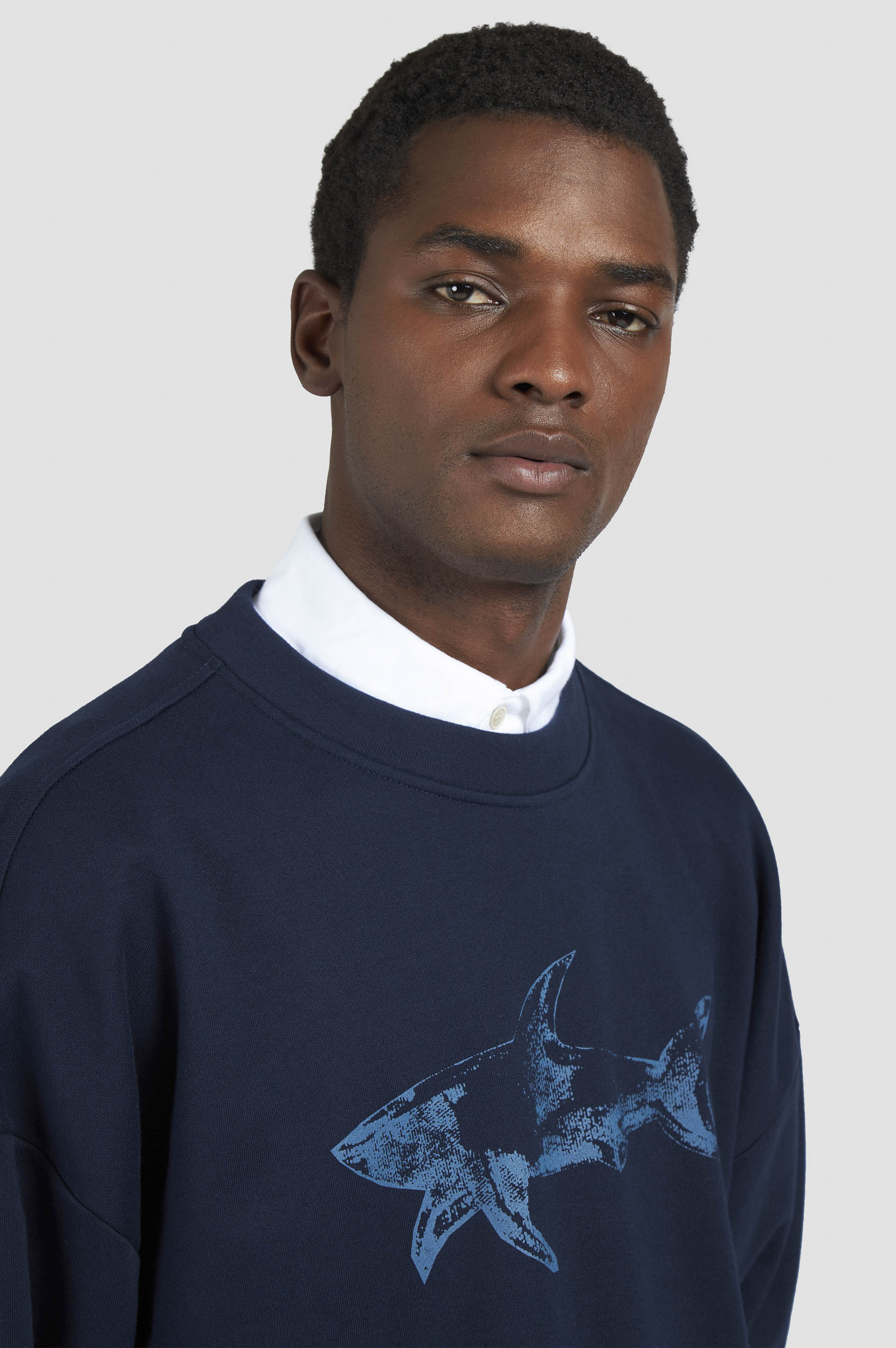 COTTON FLEECE SWEATSHIRT WITH SHARK PRINT - 4