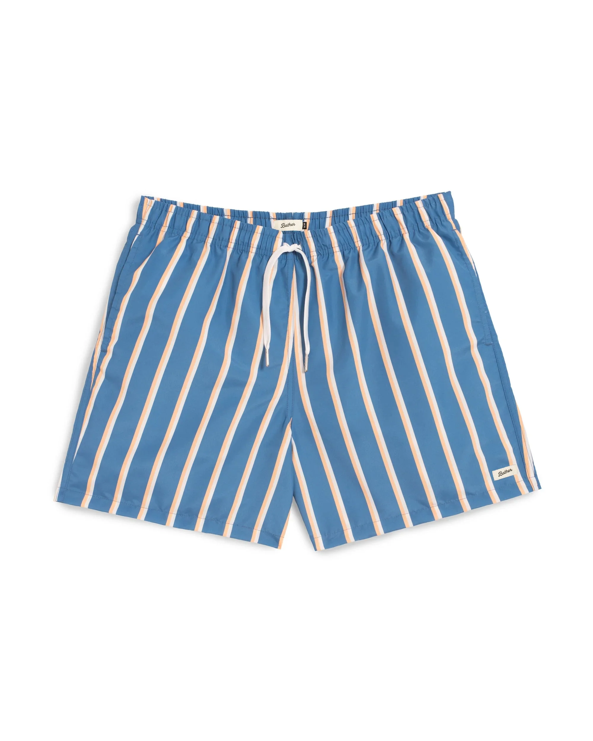 Yellow & White Fine Stripe Swim Trunk - 1