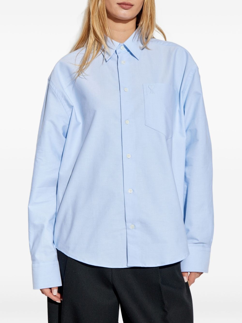 heart-embroidered long-sleeve shirt - 3