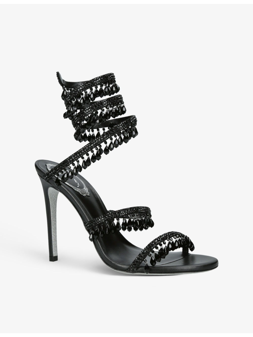 Chandelier 105 crystal-embellished leather heeled courts - 3