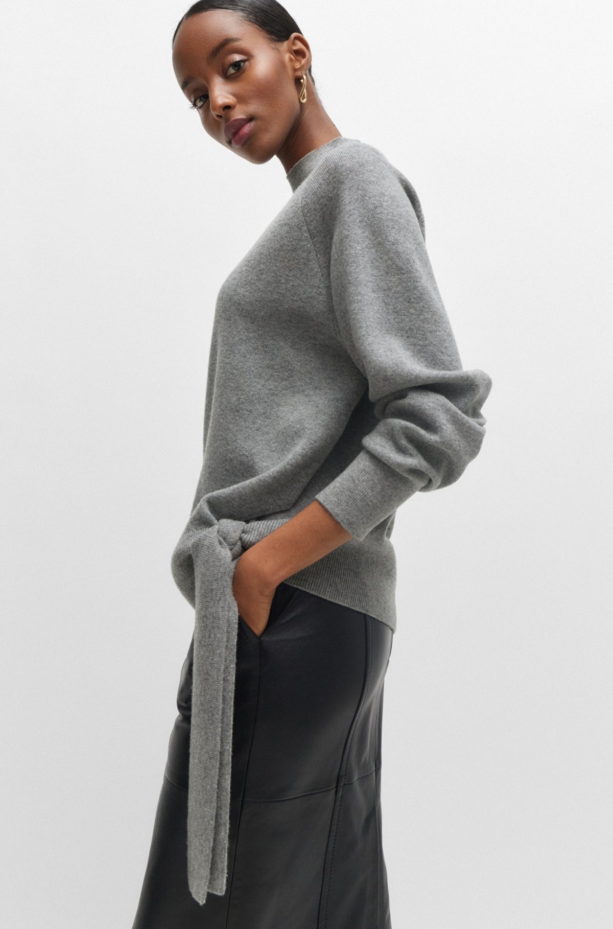 TIE-DETAIL SWEATER IN VIRGIN WOOL AND CASHMERE - 5