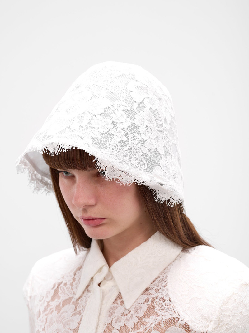 ROWEN ROSE White Floral Lace Cloche Hat outlook