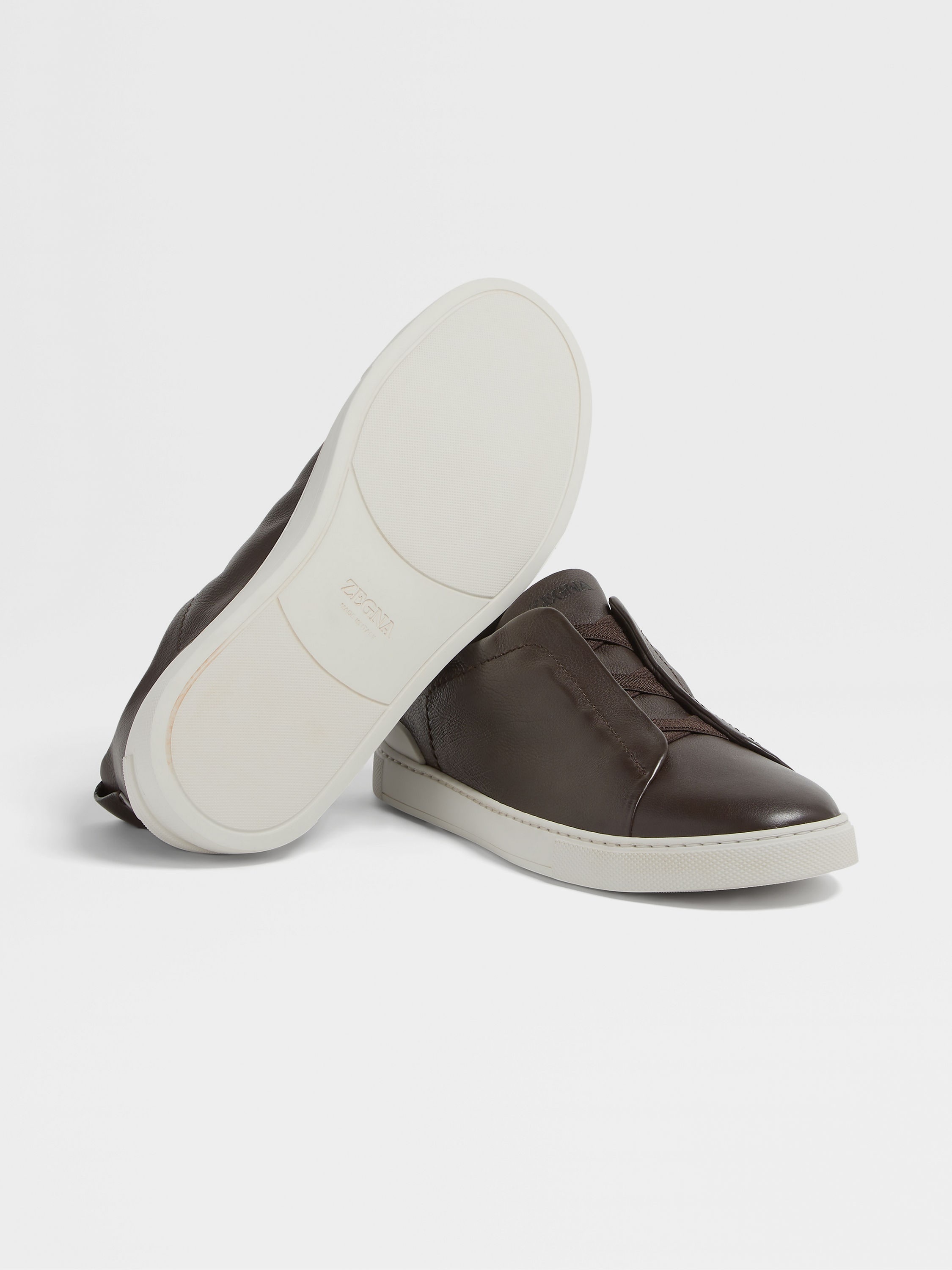 DARK BROWN SECONDSKIN TRIPLE STITCH™ SNEAKERS - 5