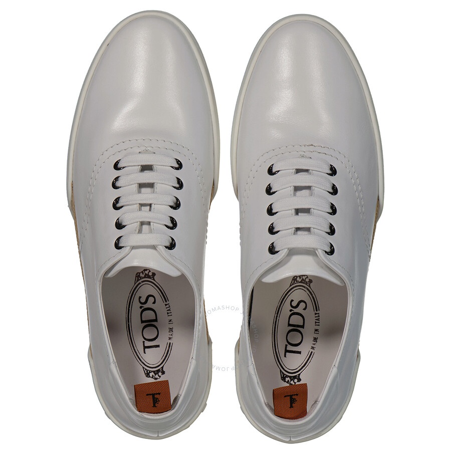 Tods Men's White Allacciato Gomma Leather Sneakers - 3
