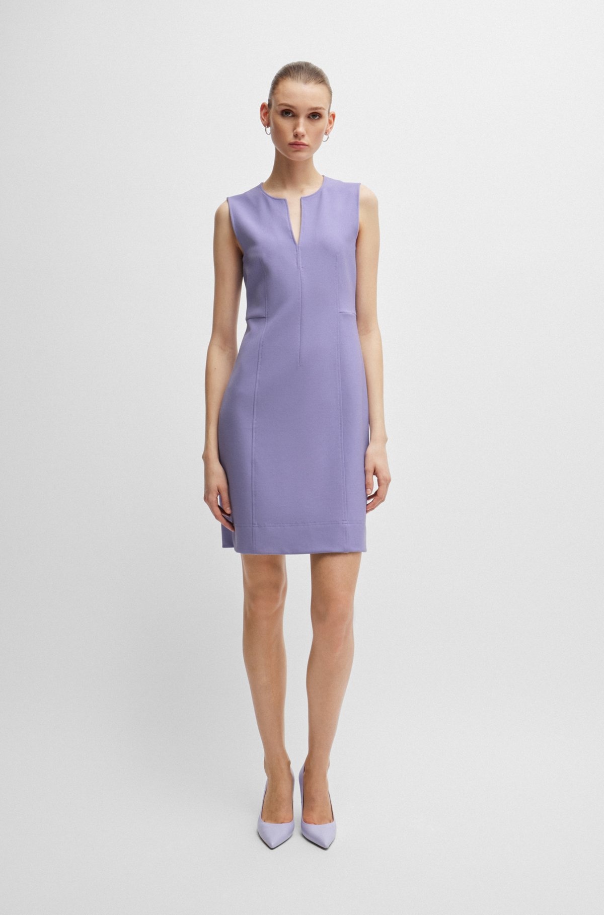 SLEEVELESS DRESS WITH NOTCH NECKLINE - 3