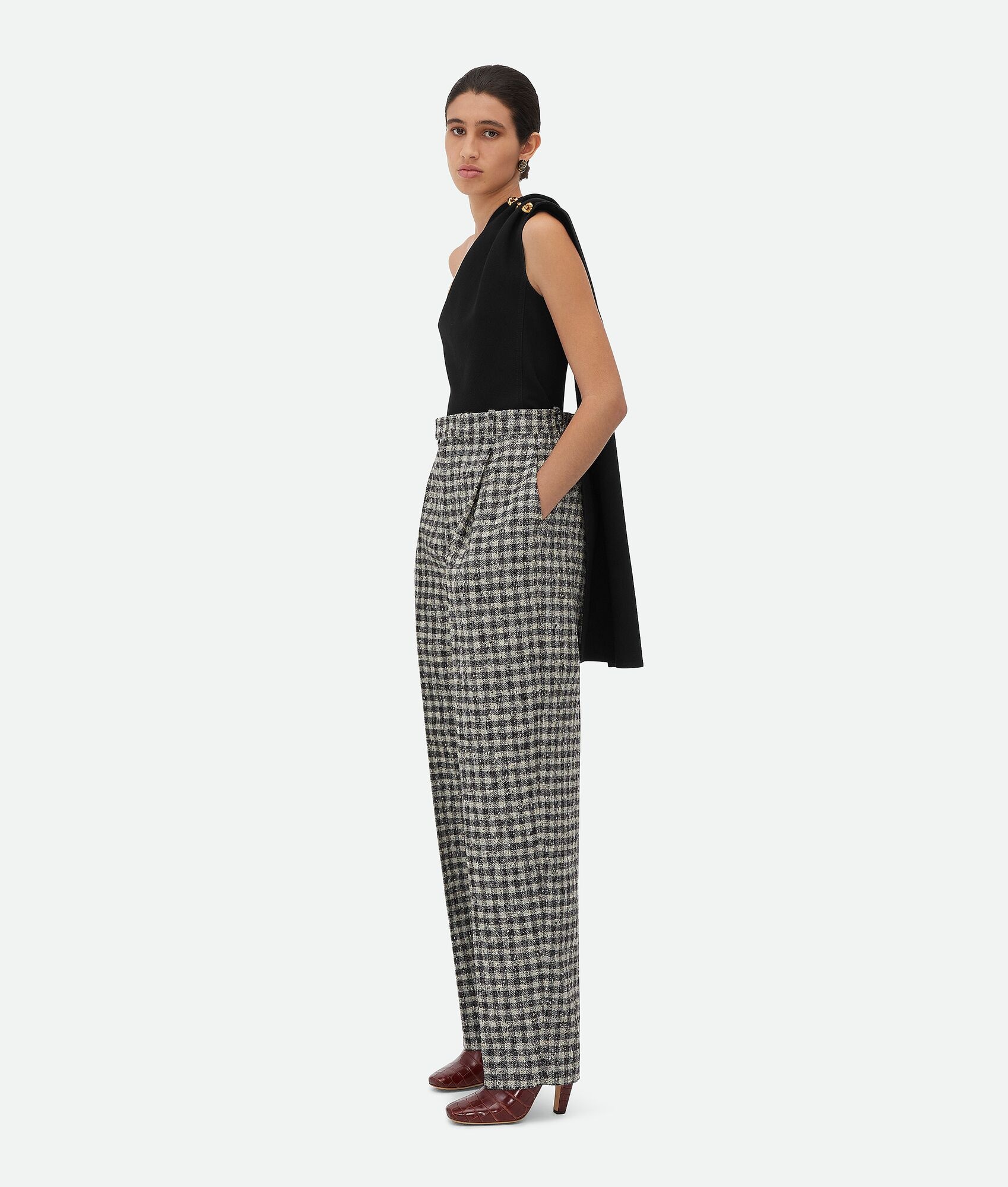 Boucle Gingham Wool Trousers - 2