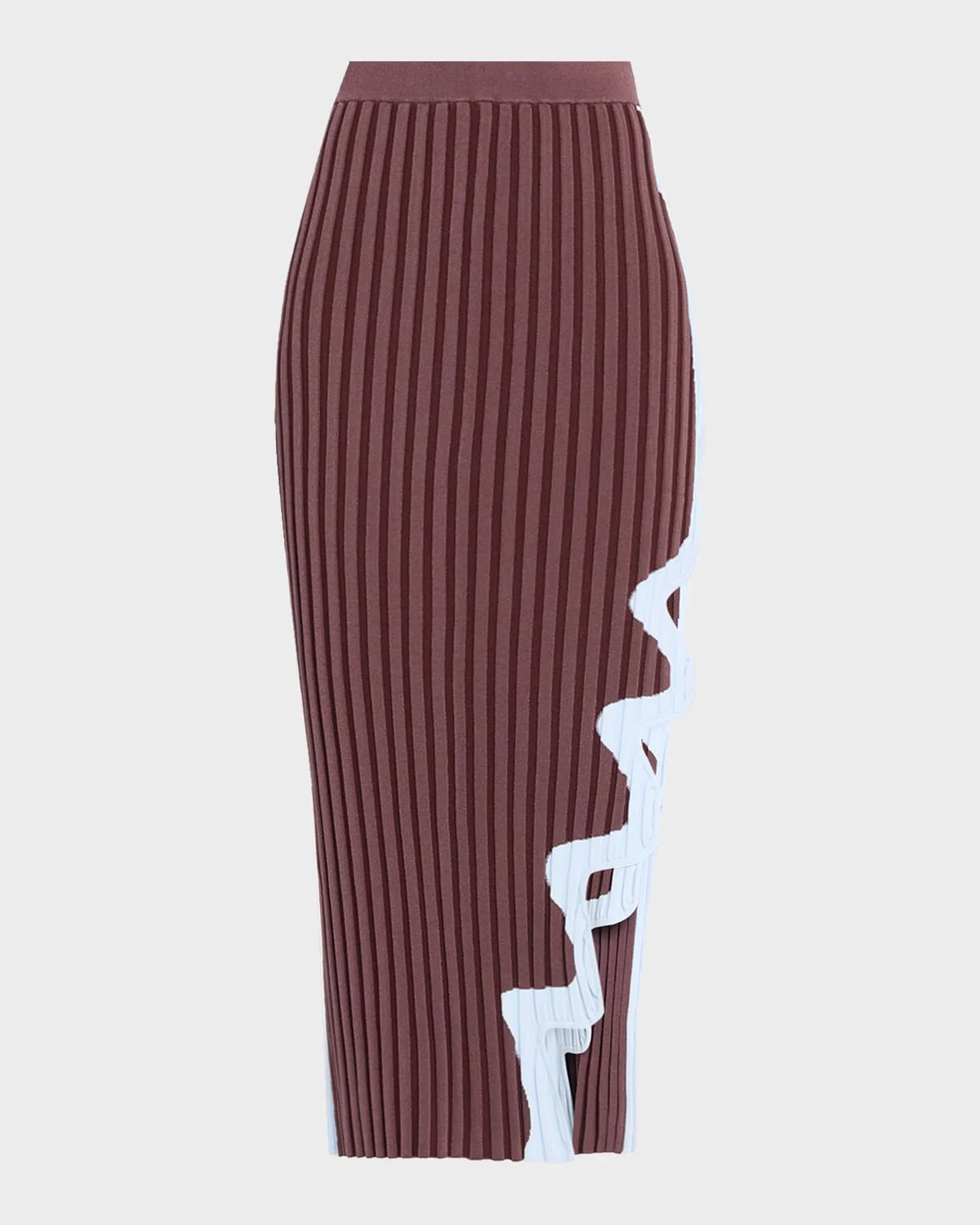 Jela Pleated Wavy Slit Midi Skirt - 1