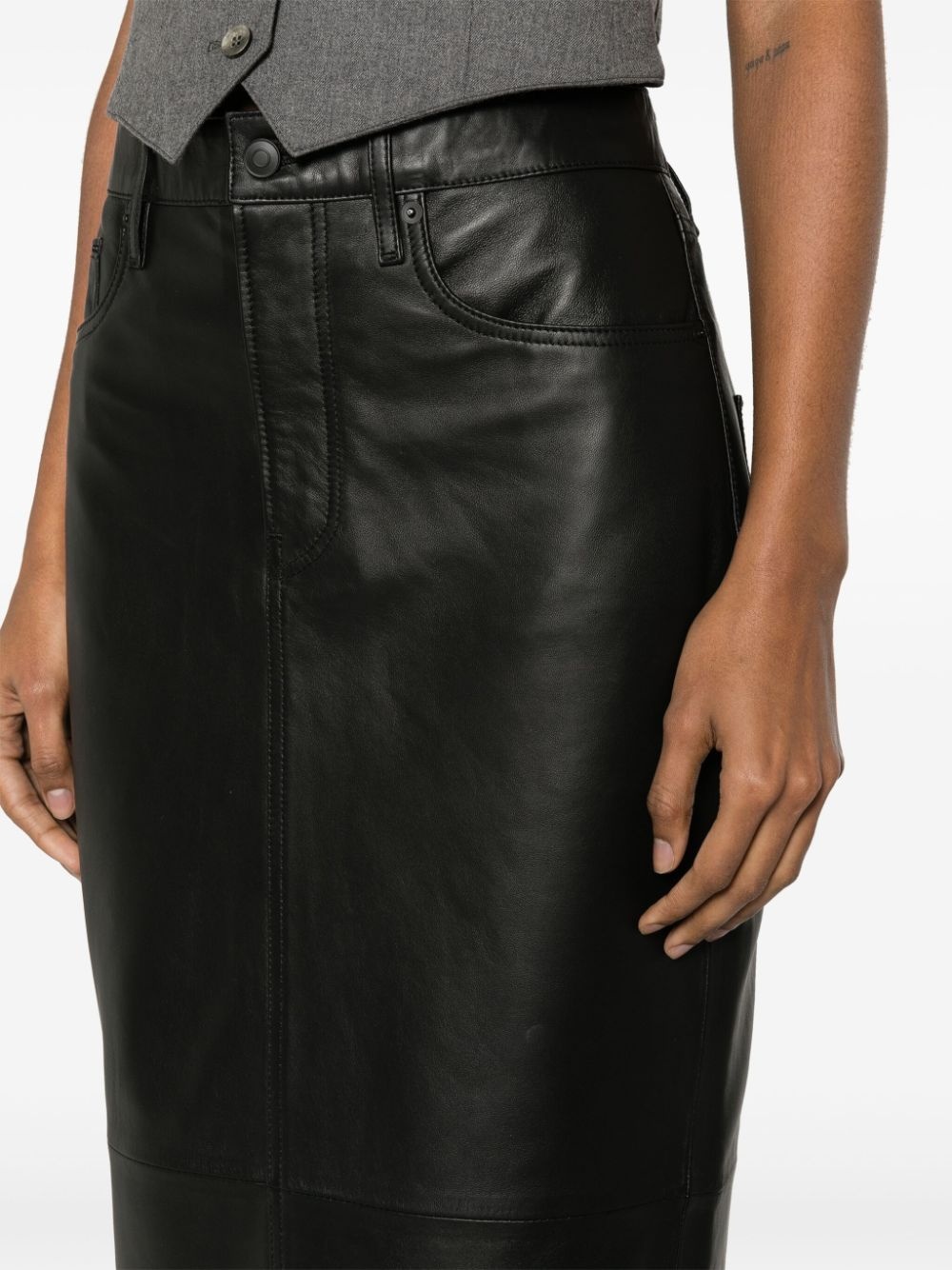 leather maxi column skirt - 5
