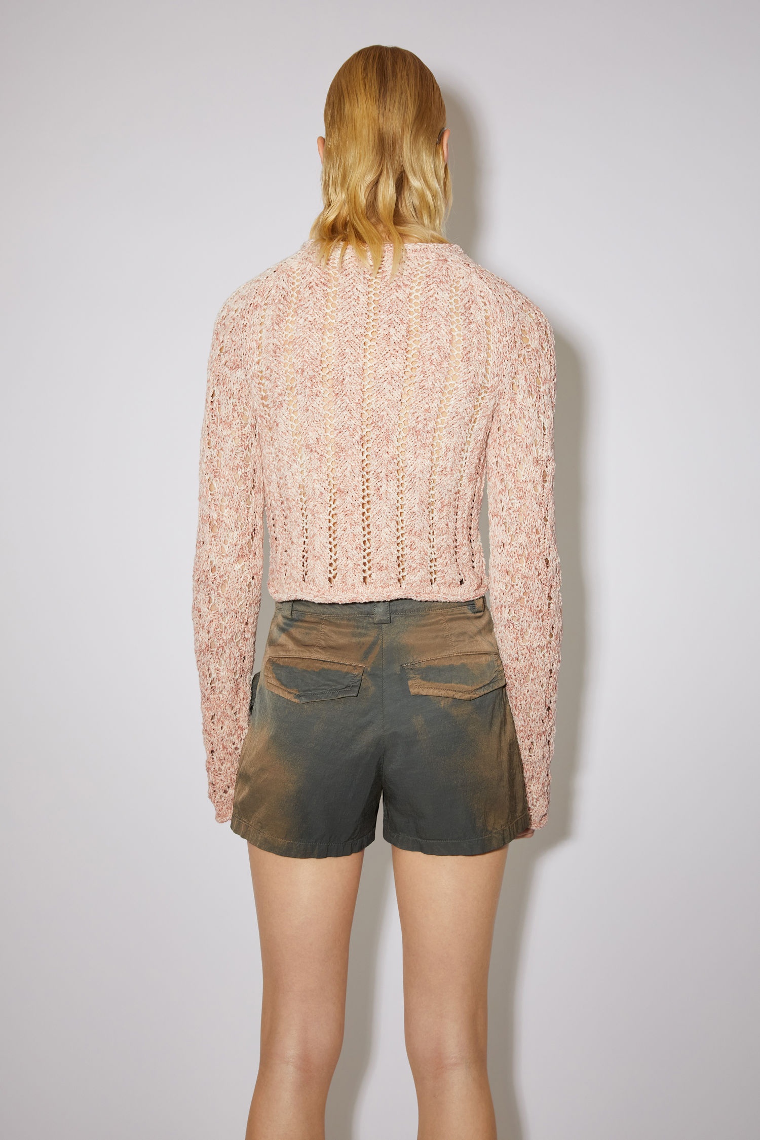 Cropped lace sweater - Dusty pink - 3