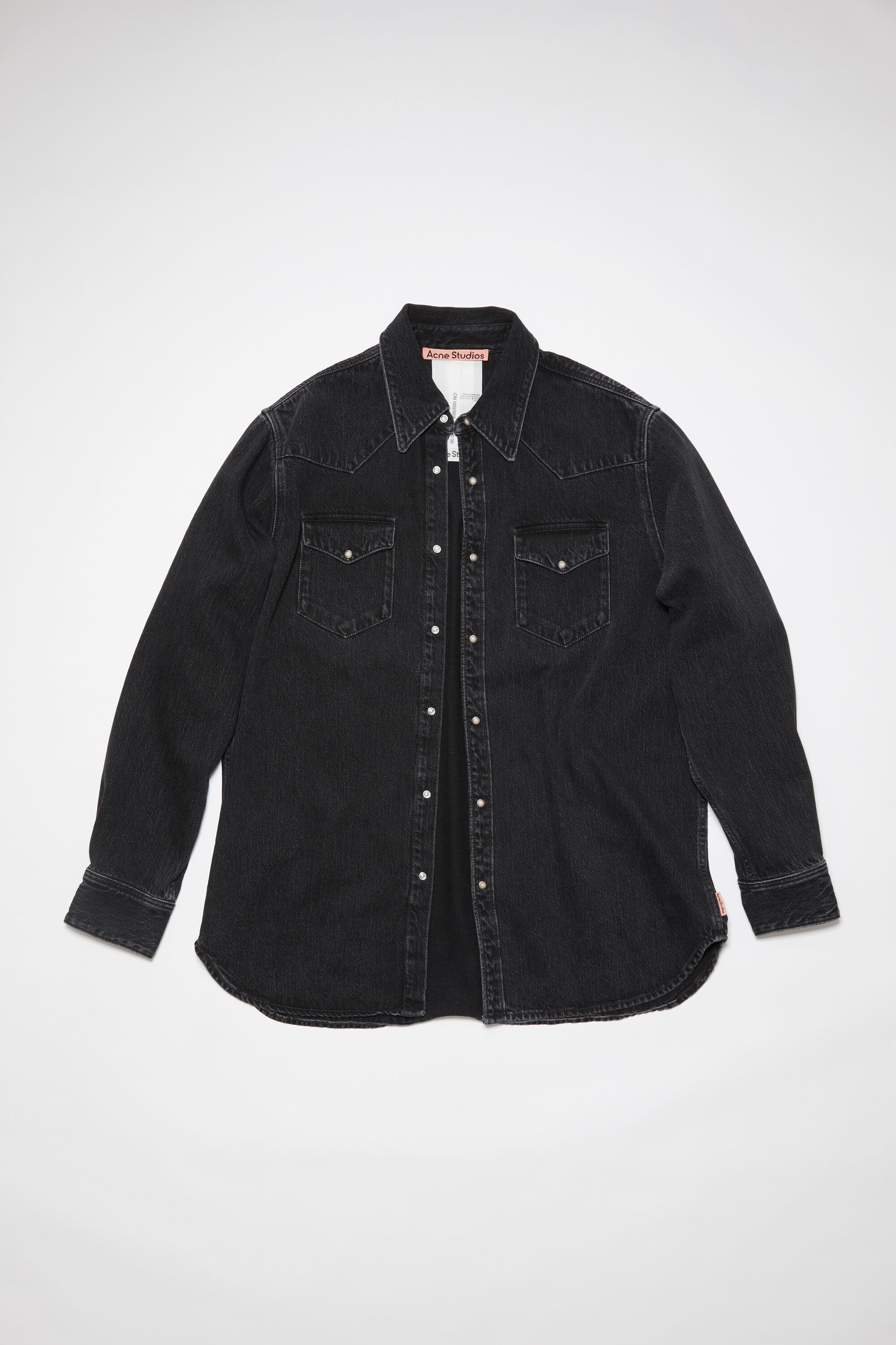 Denim button-up shirt - Black - 1