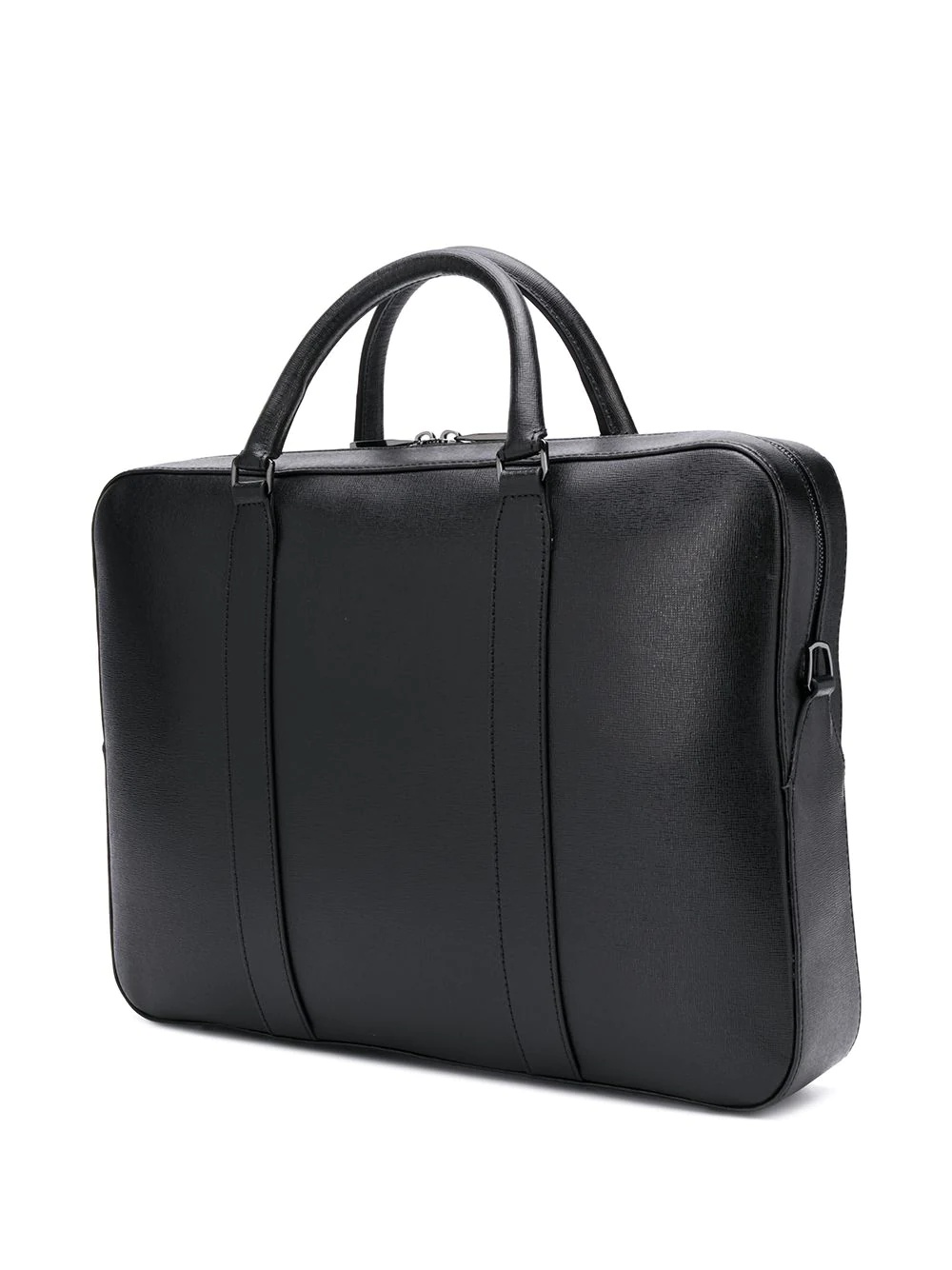 embossed logo leather briefcase - 3