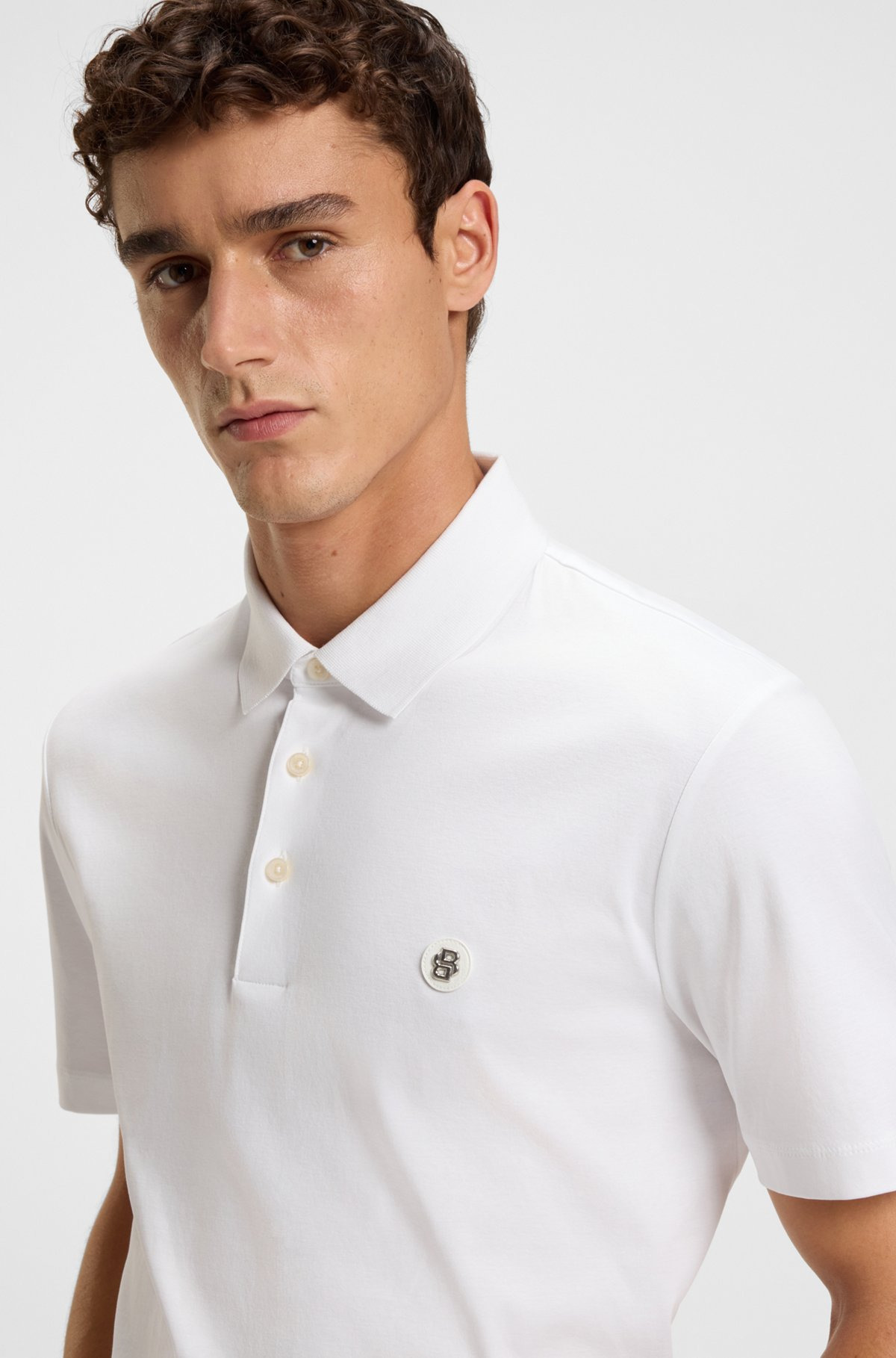 MERCERIZED-COTTON POLO SHIRT WITH DOUBLE MONOGRAM - 3