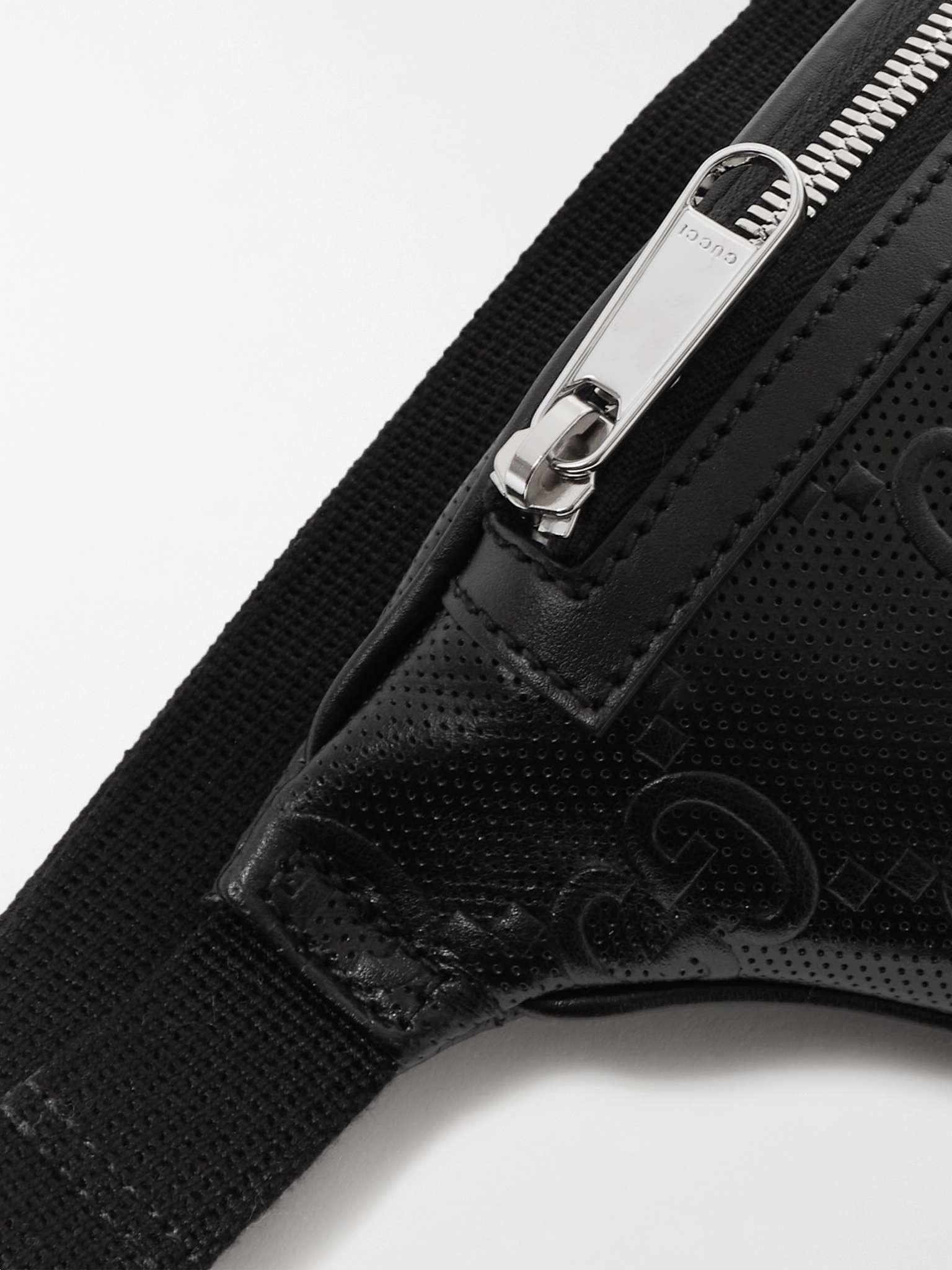 Logo-Embossed Perforated Leather Belt Bag - 5