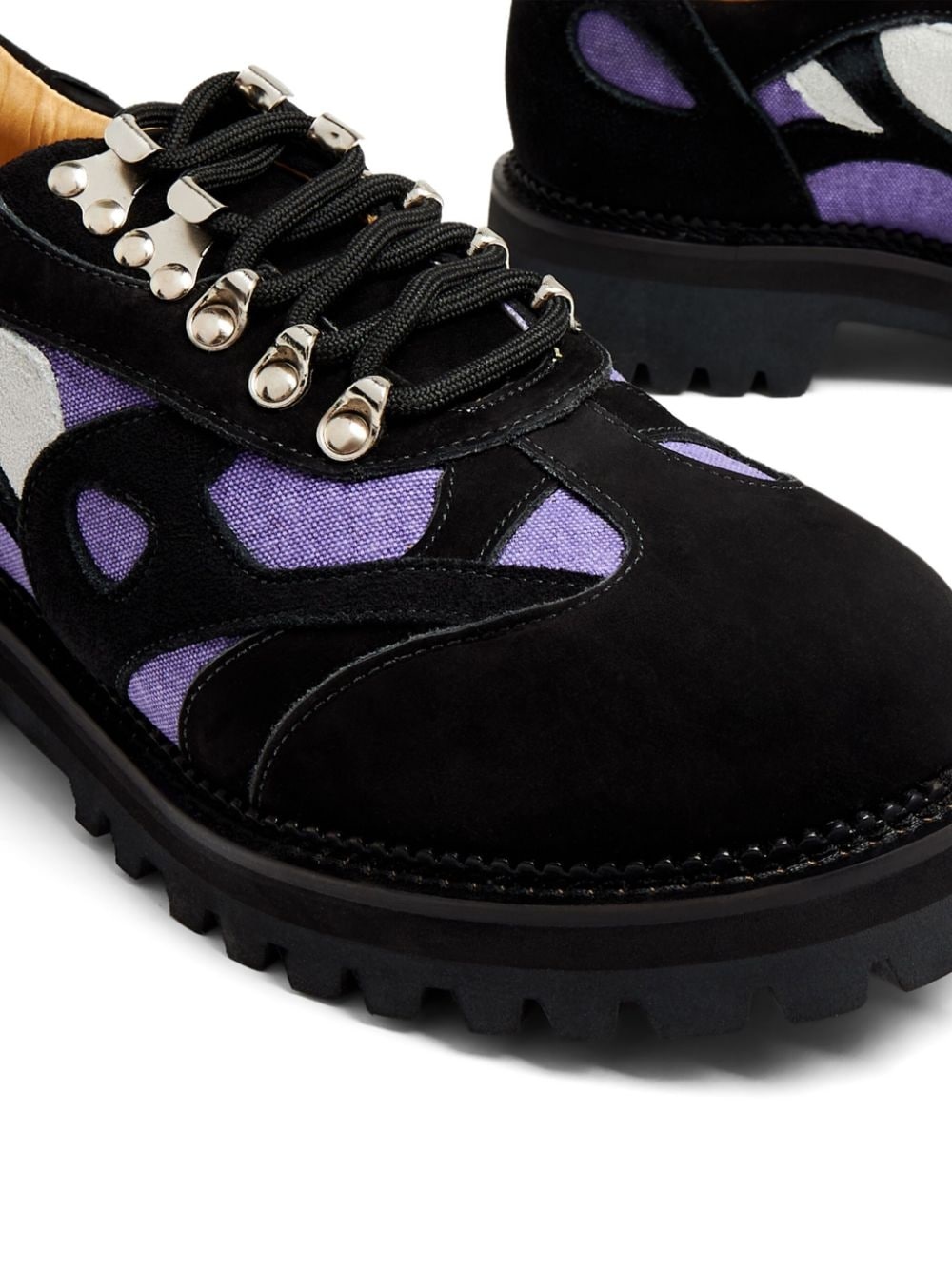panelled suede lace-up shoes - 5