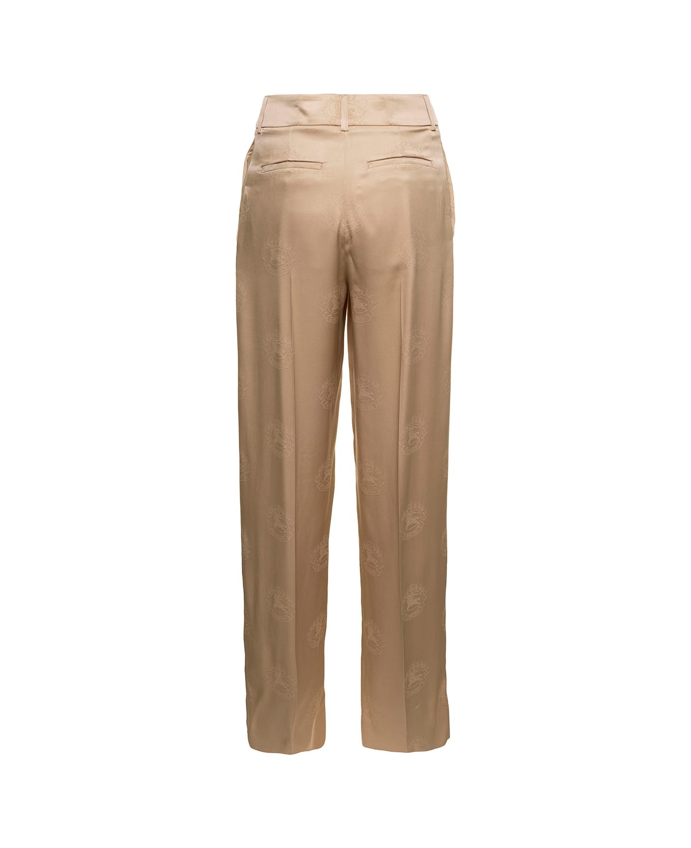 'jane' Beige High-waisted Relaxed Pants In Silk Woman - 2