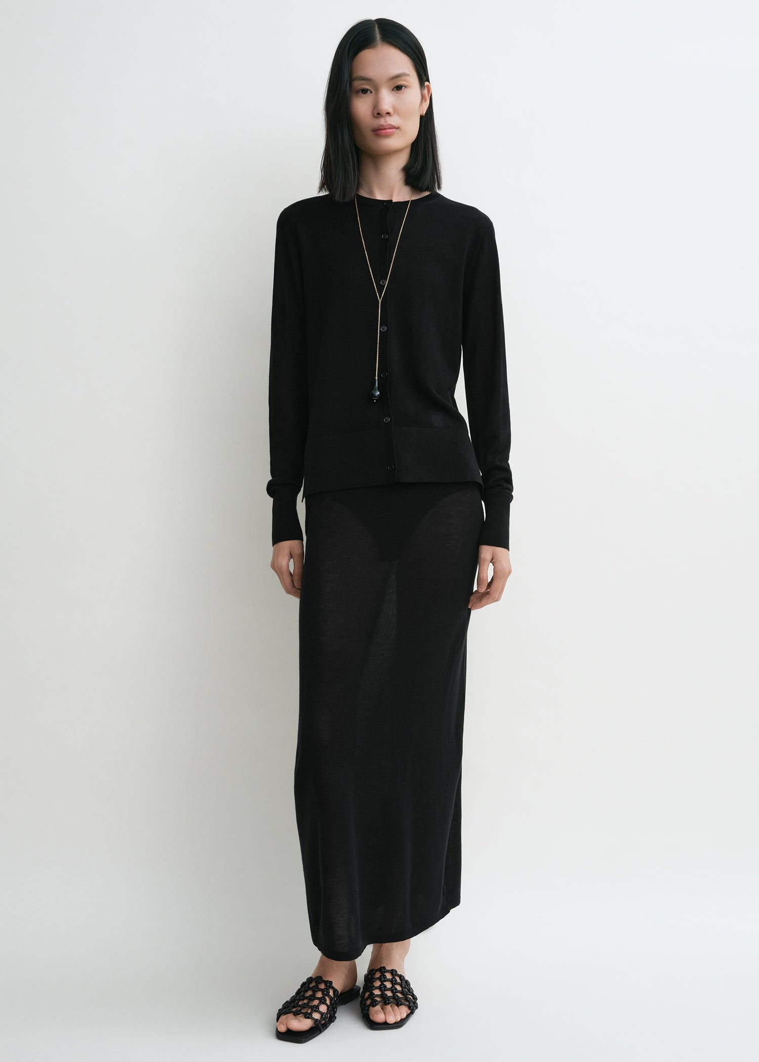 Fine knit cardigan black - 3