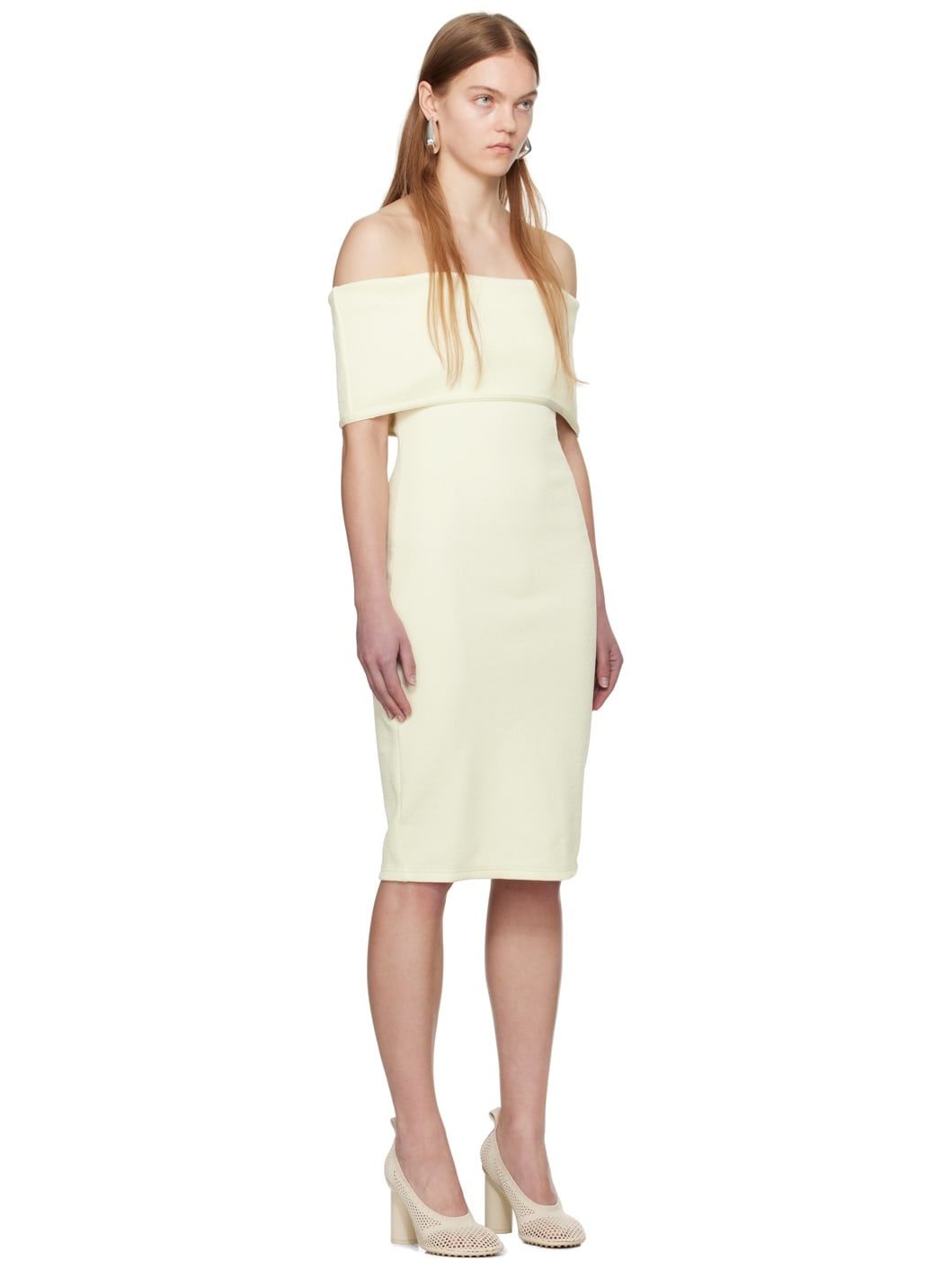 Off-White Textured Midi Dress - 2