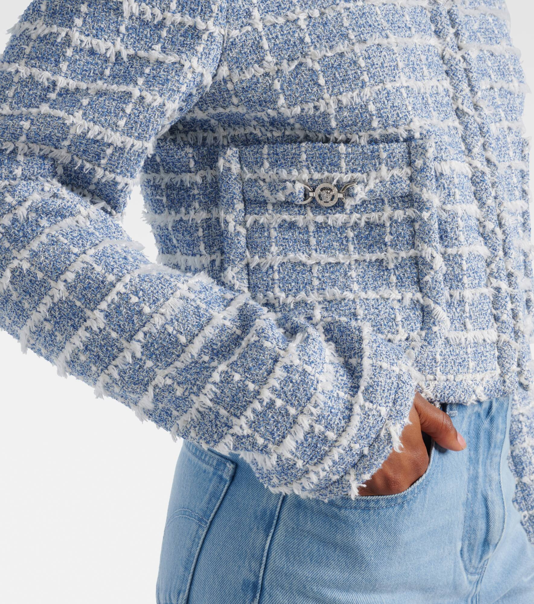 Medusa cropped cotton-blend tweed jacket - 4