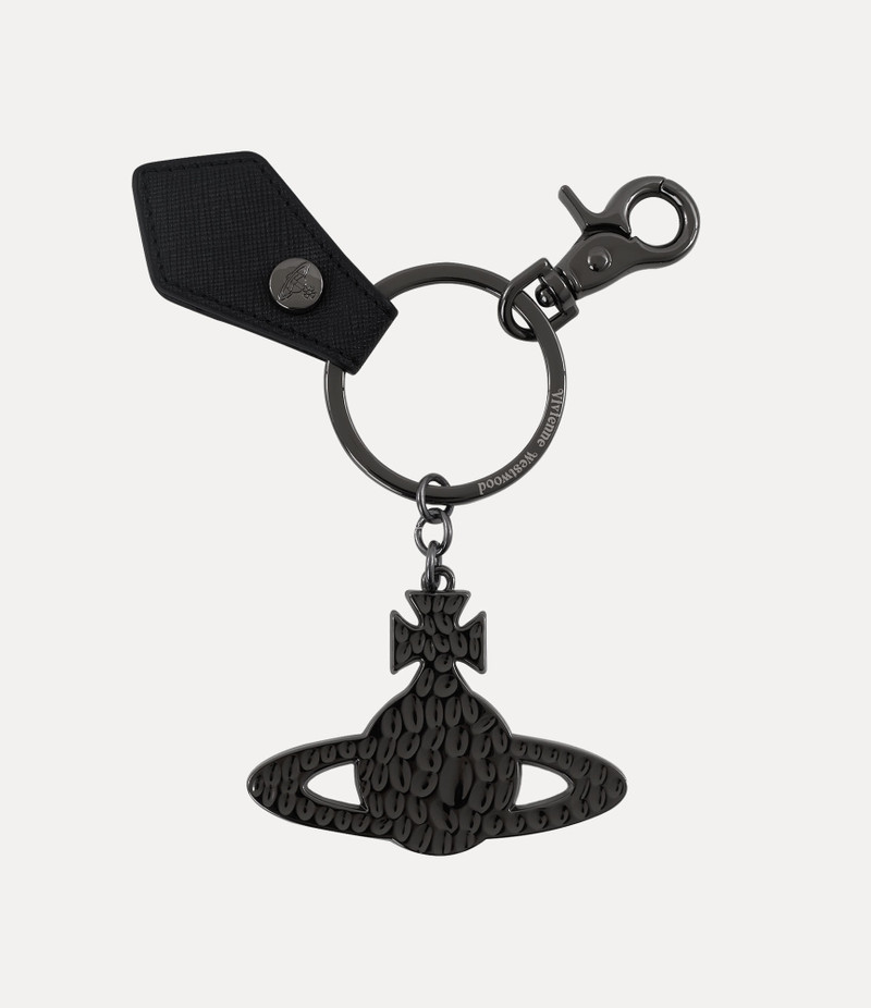 SAFFIANO HAMMERED ORB GUNMETAL KEYRING 1