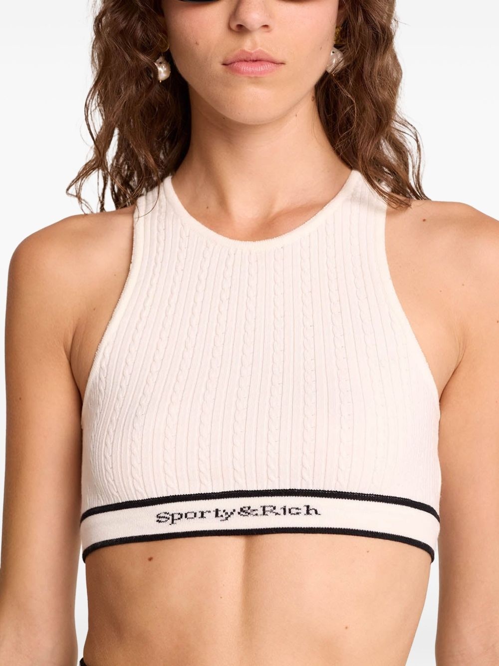 cable-knit sports bra - 3