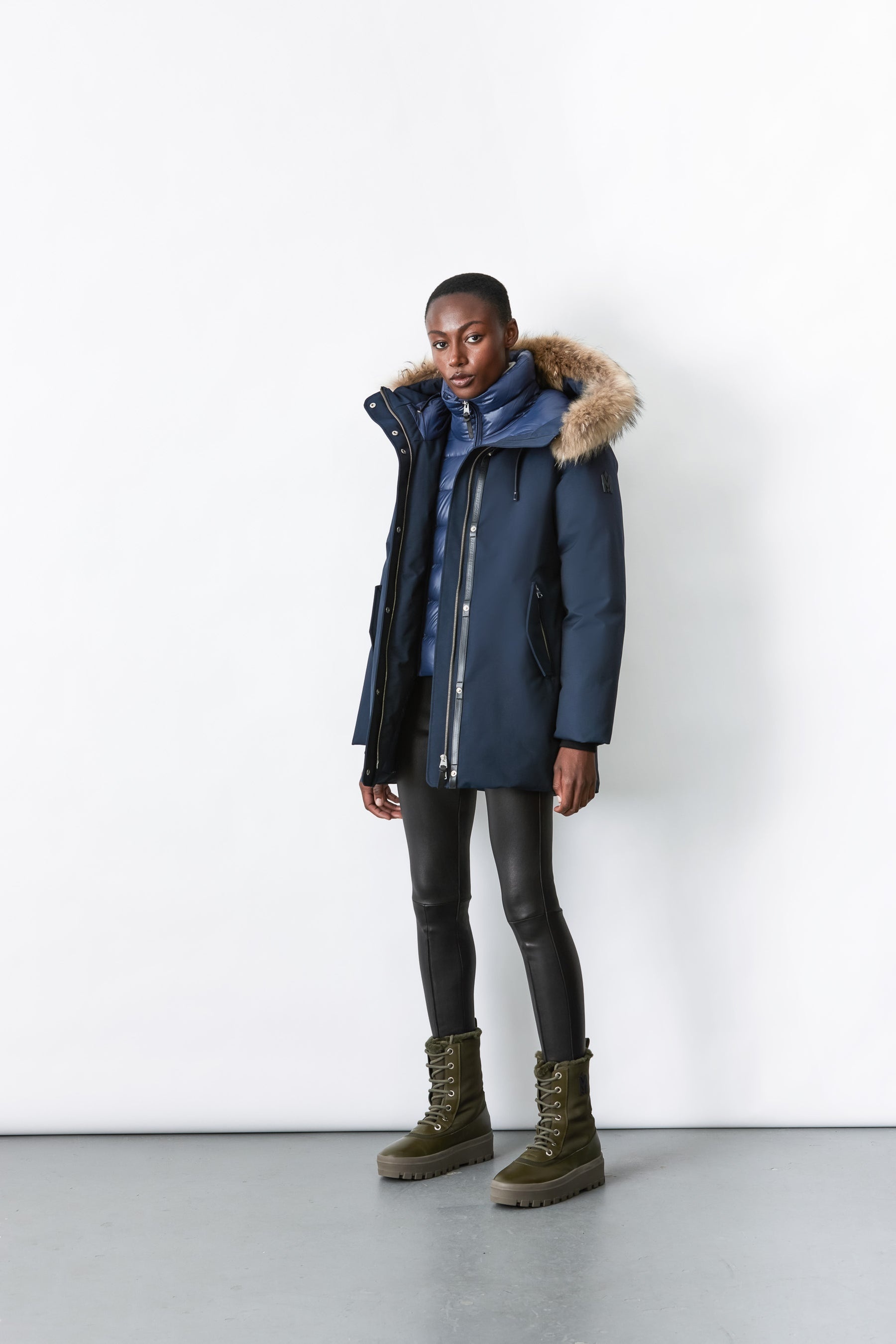 KINSLEE 2-in-1 oversized down parka with bib and natural fur - 9