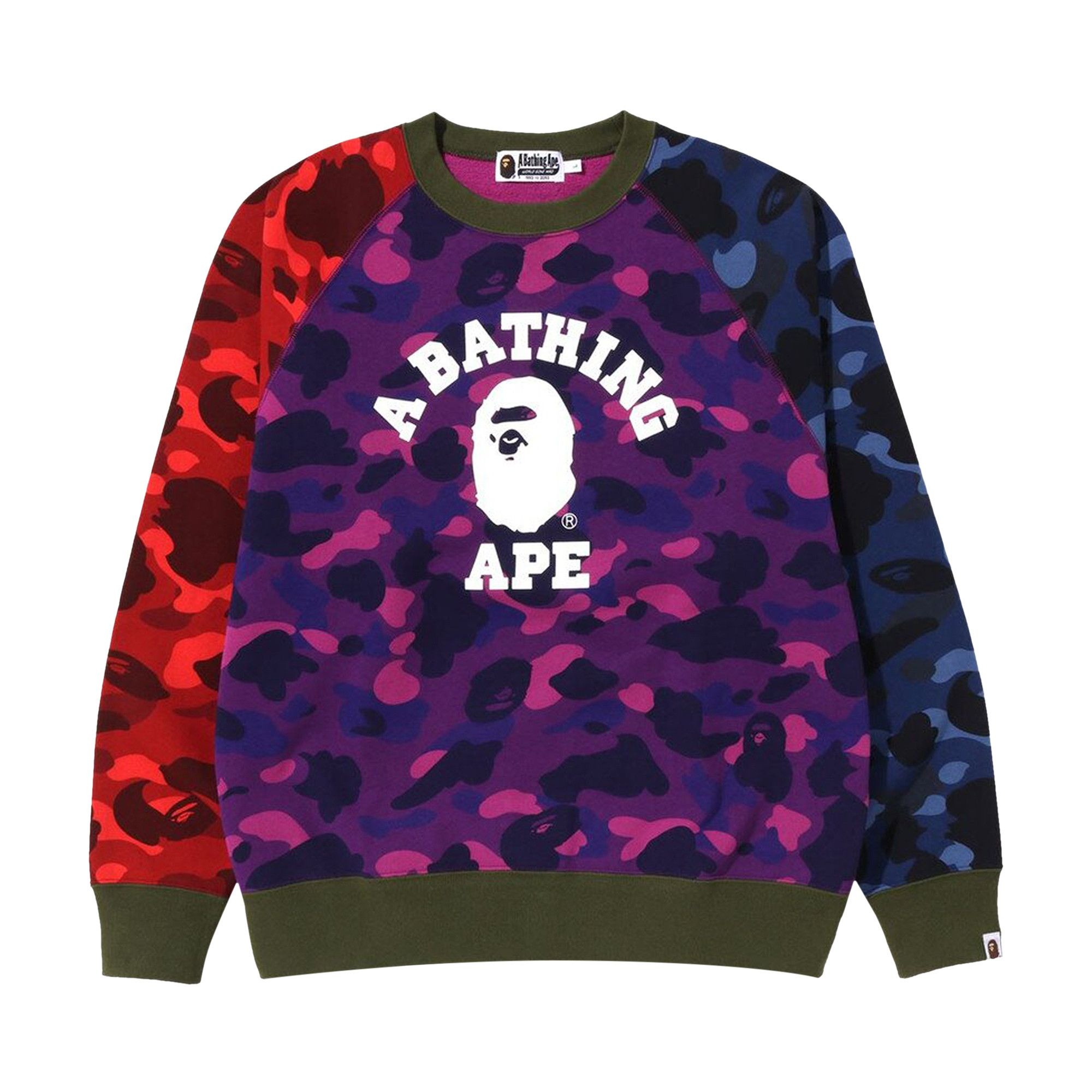 BAPE Crazy Camo Relaxed Fit College Crewneck 'Multicolor' - 1