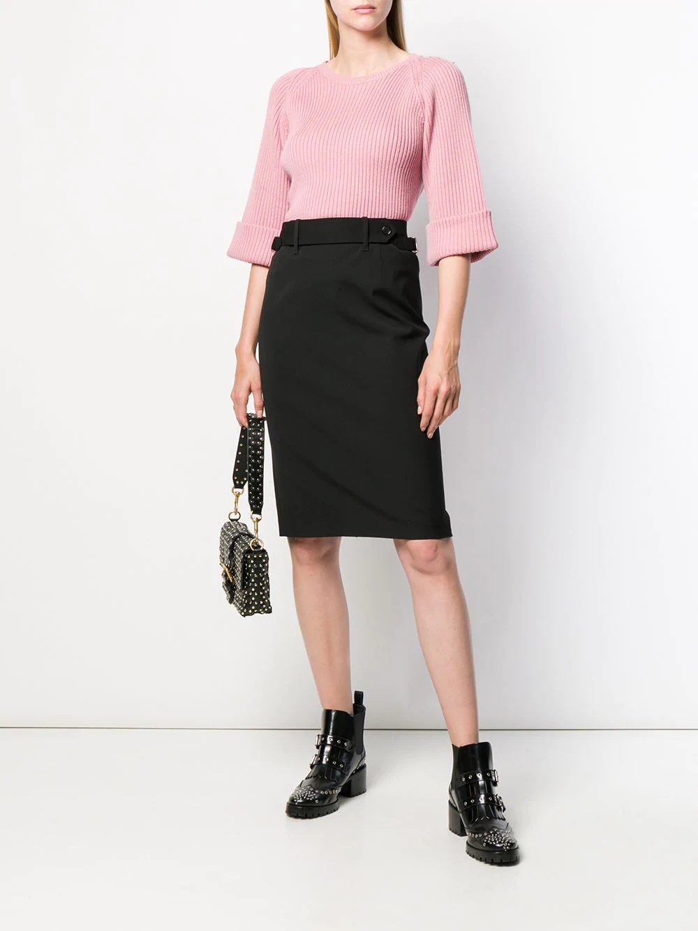 belted pencil skirt - 2