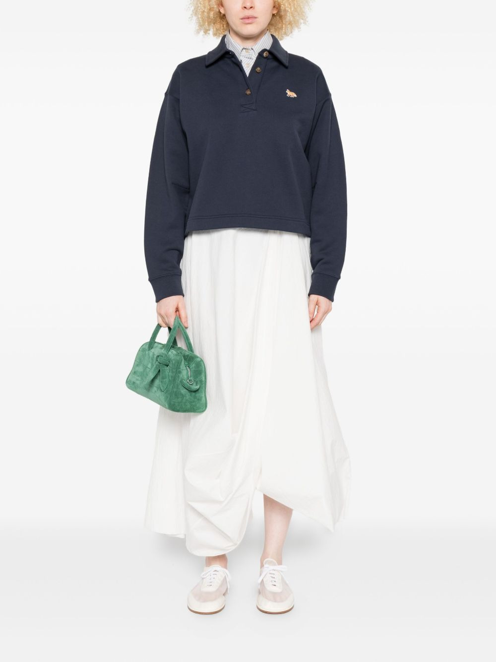 fox-embroidered polo top - 2