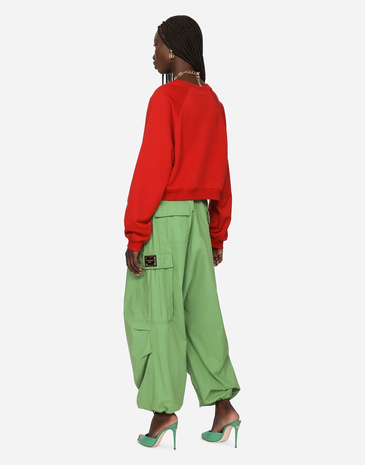 Cropped basil-print jersey sweatshirt with DG logo - 3