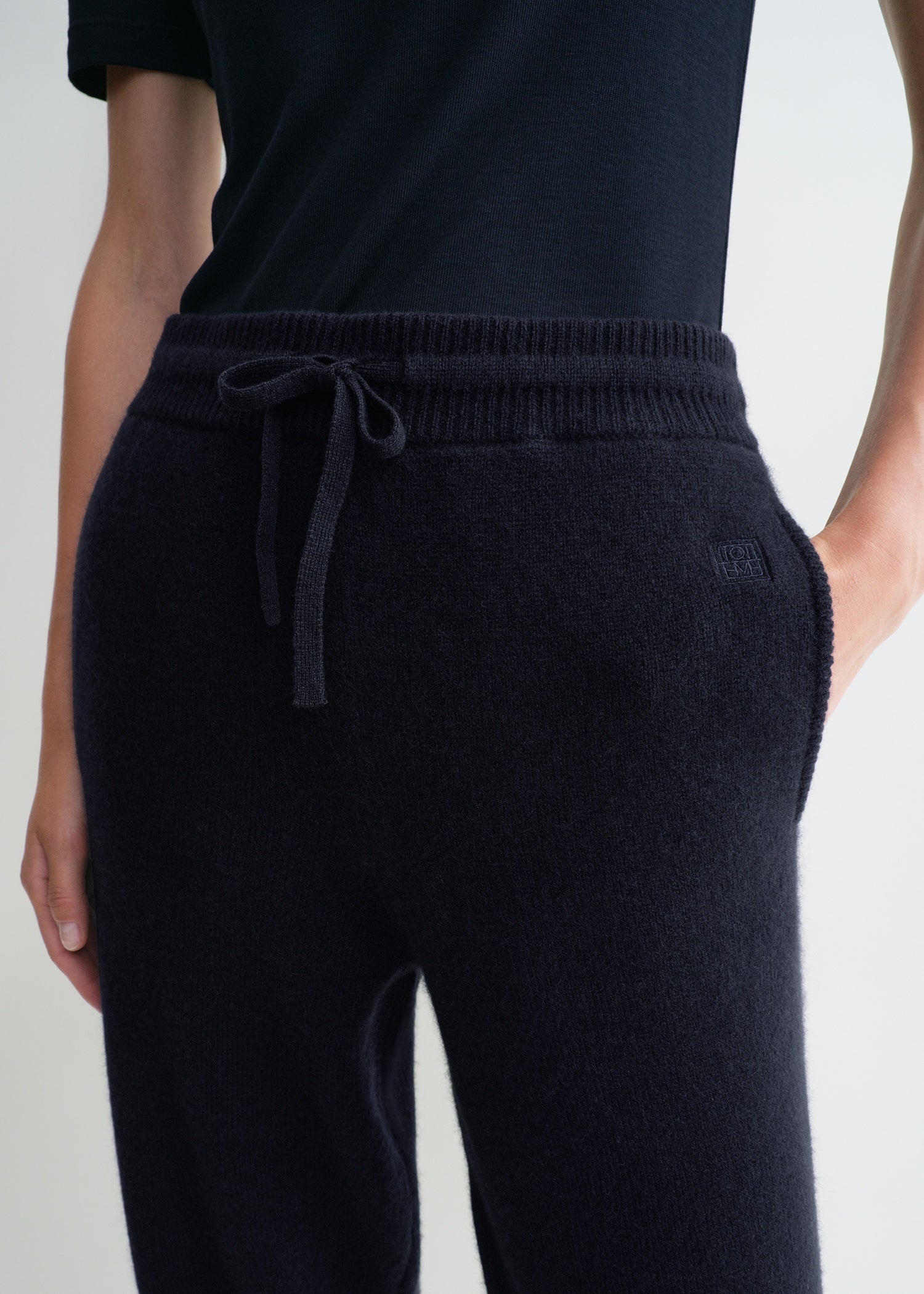 Drawstring cashmere sweatpants navy - 4
