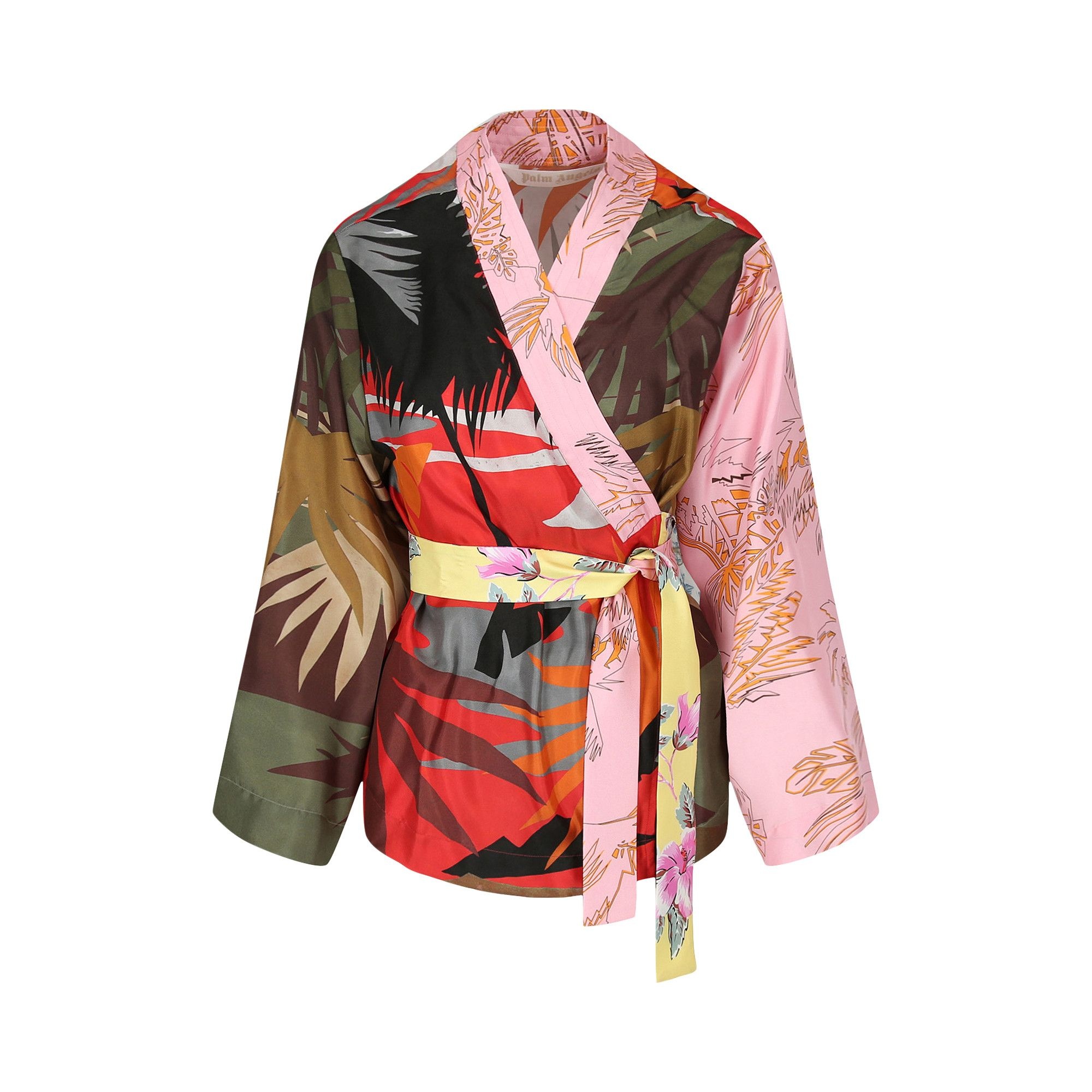 Palm Angels Mix Print Kimono Shirt 'Military/Pink' - 1