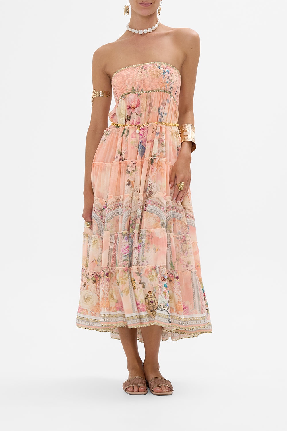 SHIRRED WAIST TIERED CIRCLE SKIRT - 6