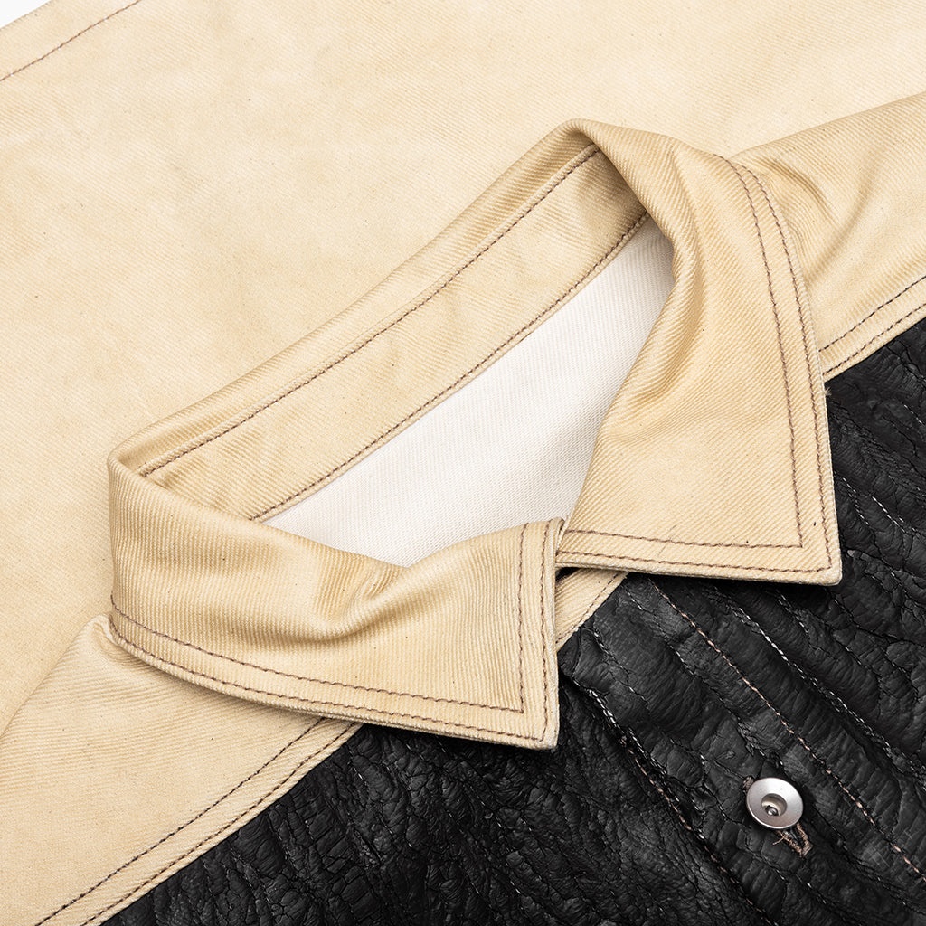SL TOMMY JUMBO SLEEVELESS DENIM JACKET - PARCHMENT/BLACK - 3
