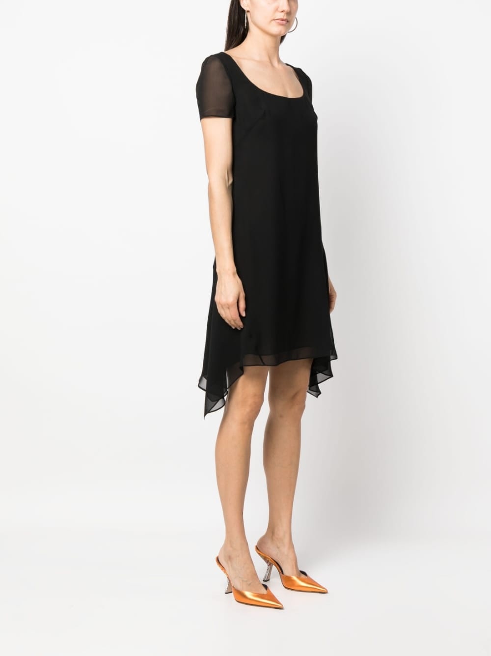 asymmetric-hem short-sleeve dress - 3