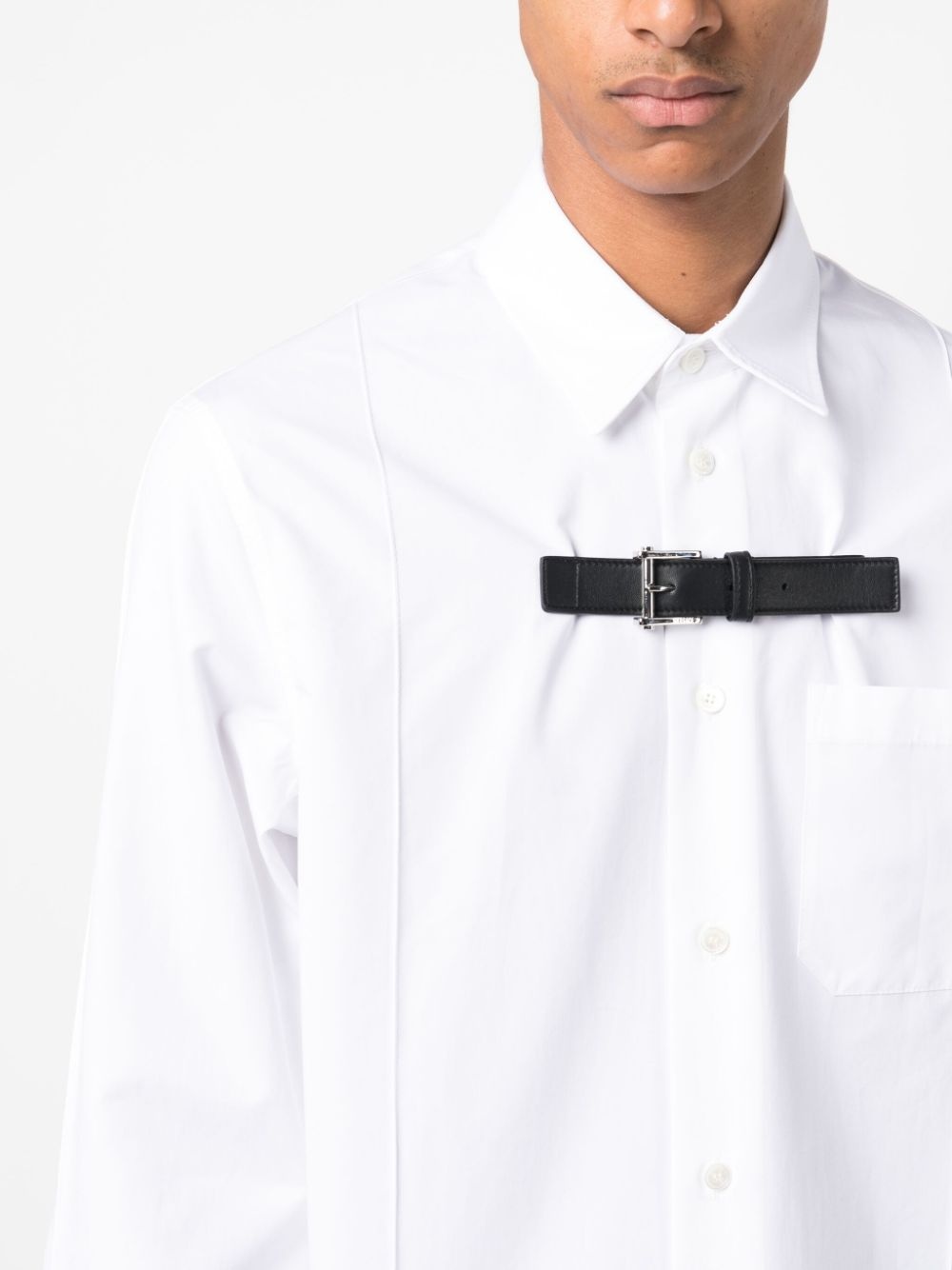 buckle-detail cotton shirt - 5