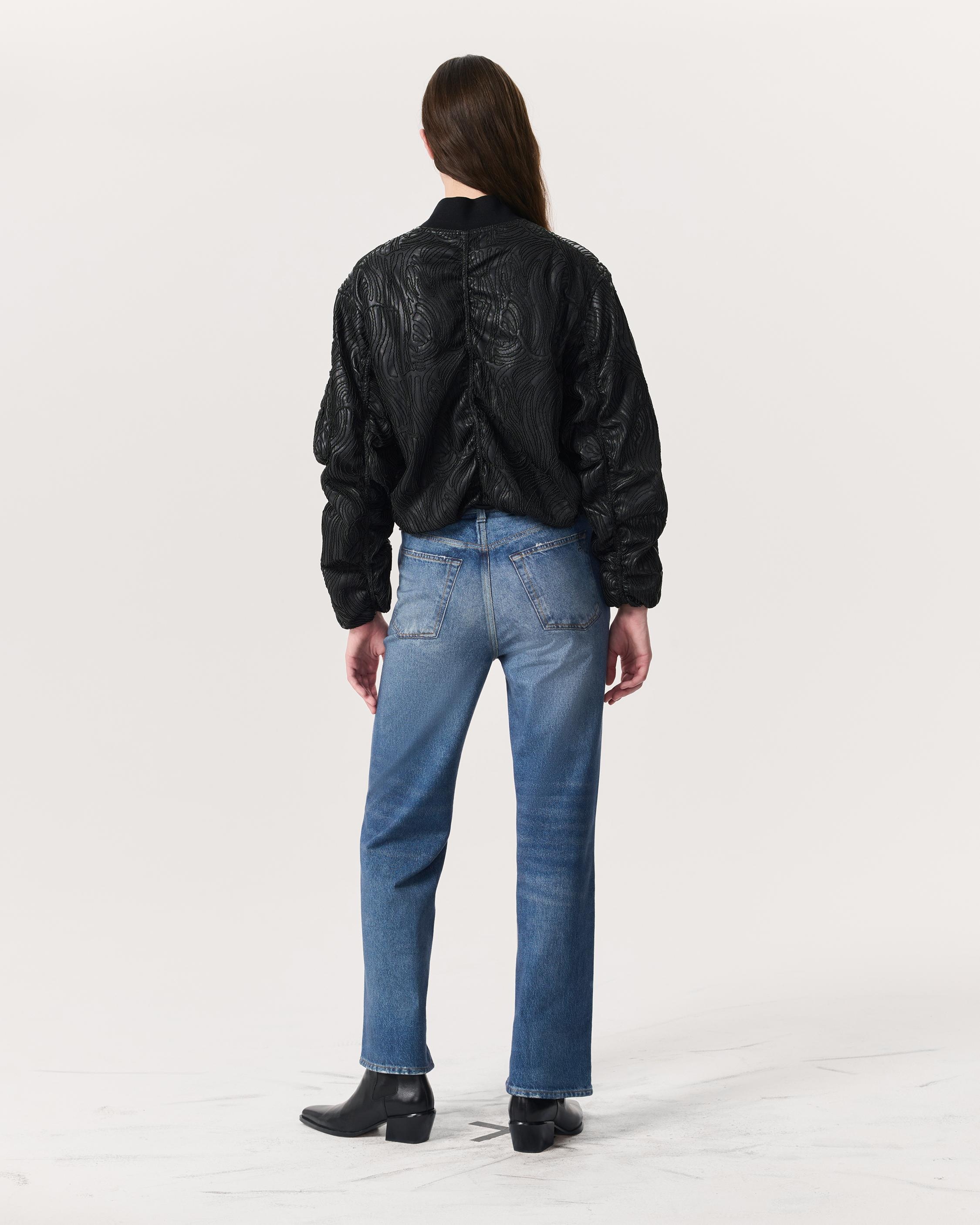 Jemma Embroidered Faux Leather Bomber Jacket - 5