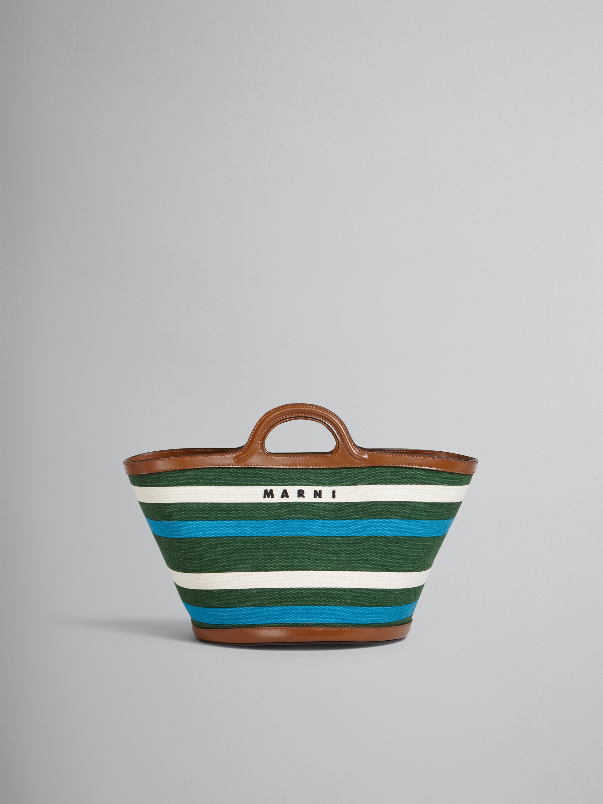 TROPICALIA SMALL BAG IN LEATHER AND STRIPED CANVAS 1
