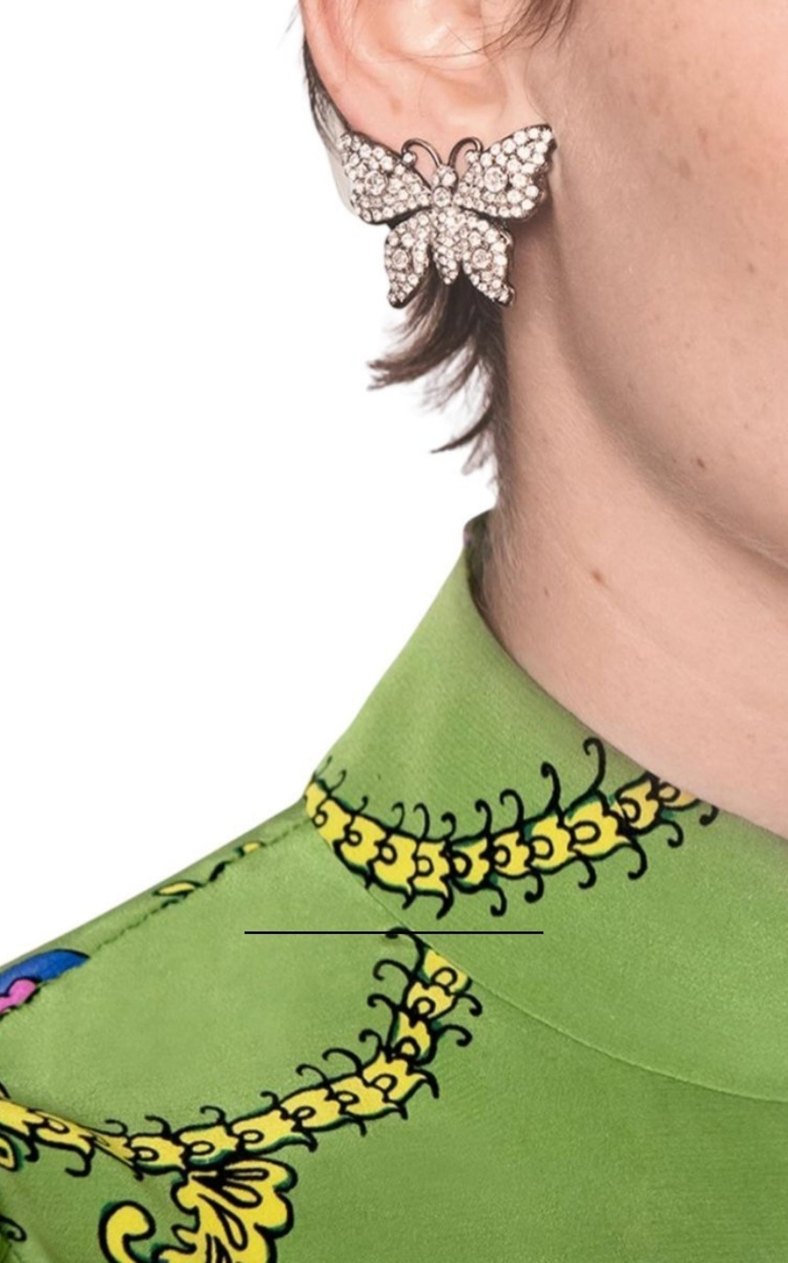 Crystal Embellished Butterfly Earrings - 2