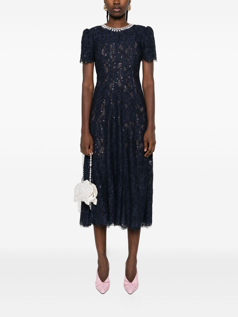 sequin-embellished lace dress - 2