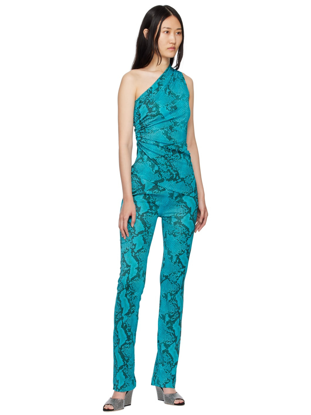 Blue Snake Print Trousers - 4